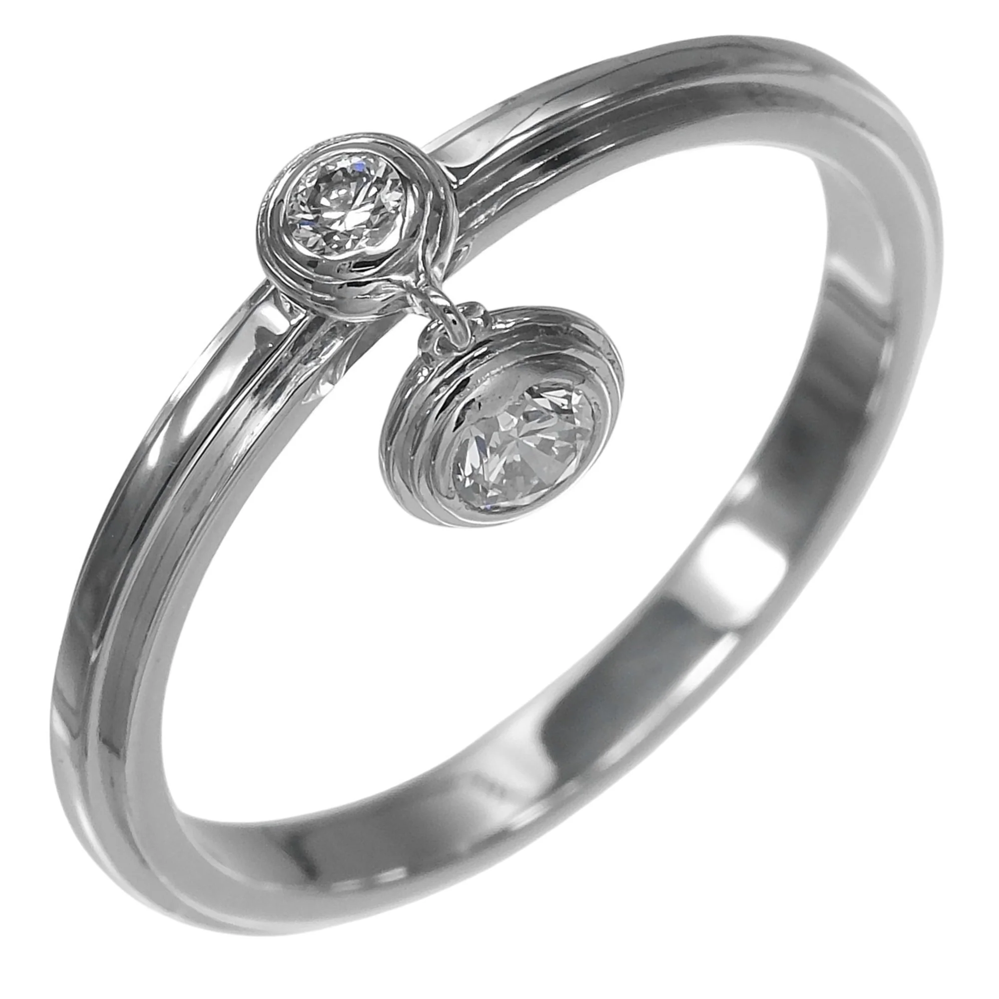 Damour Ring Platinum with 2 Diamonds