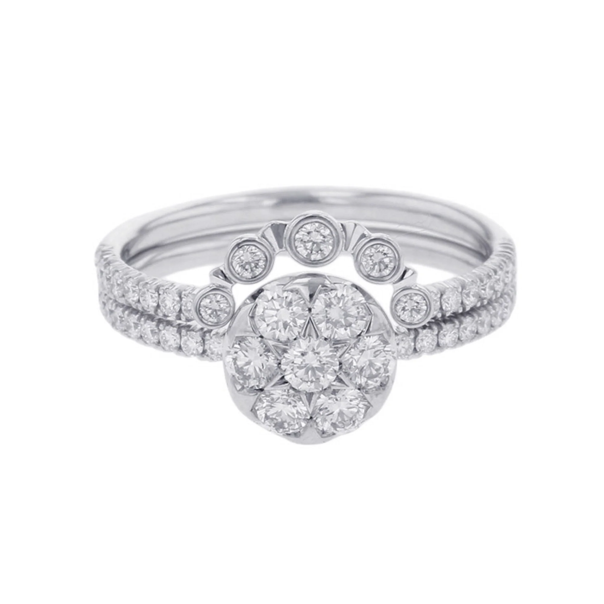 Etincelle De Double Diamond Ring 18K White Gold