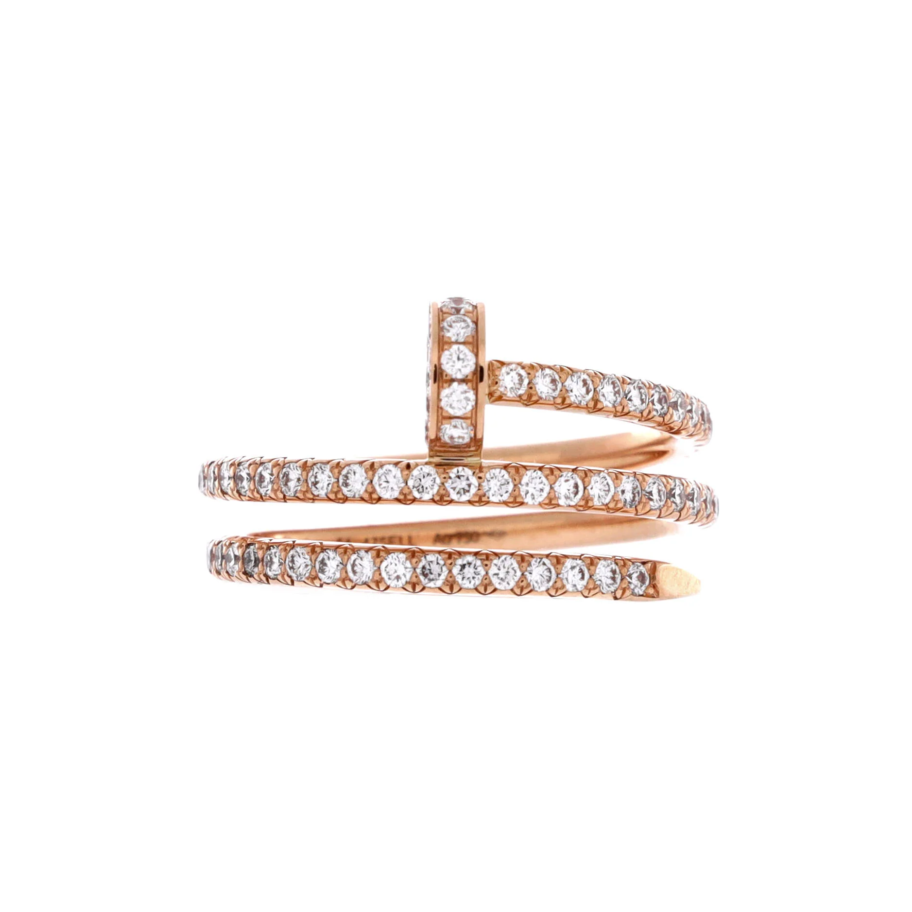 Juste un Clou Paved Double Ring 18K Rose Gold and Diamonds Small