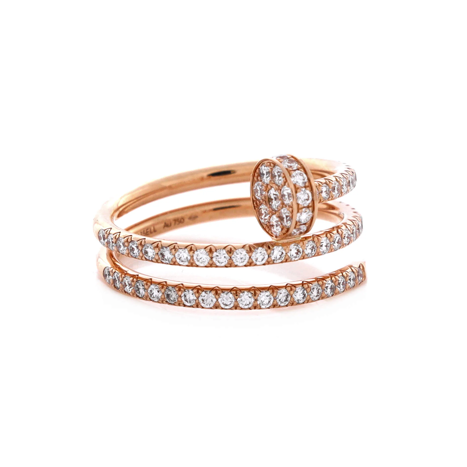 Juste un Clou Paved Double Ring 18K Rose Gold and Diamonds Small - Image 2