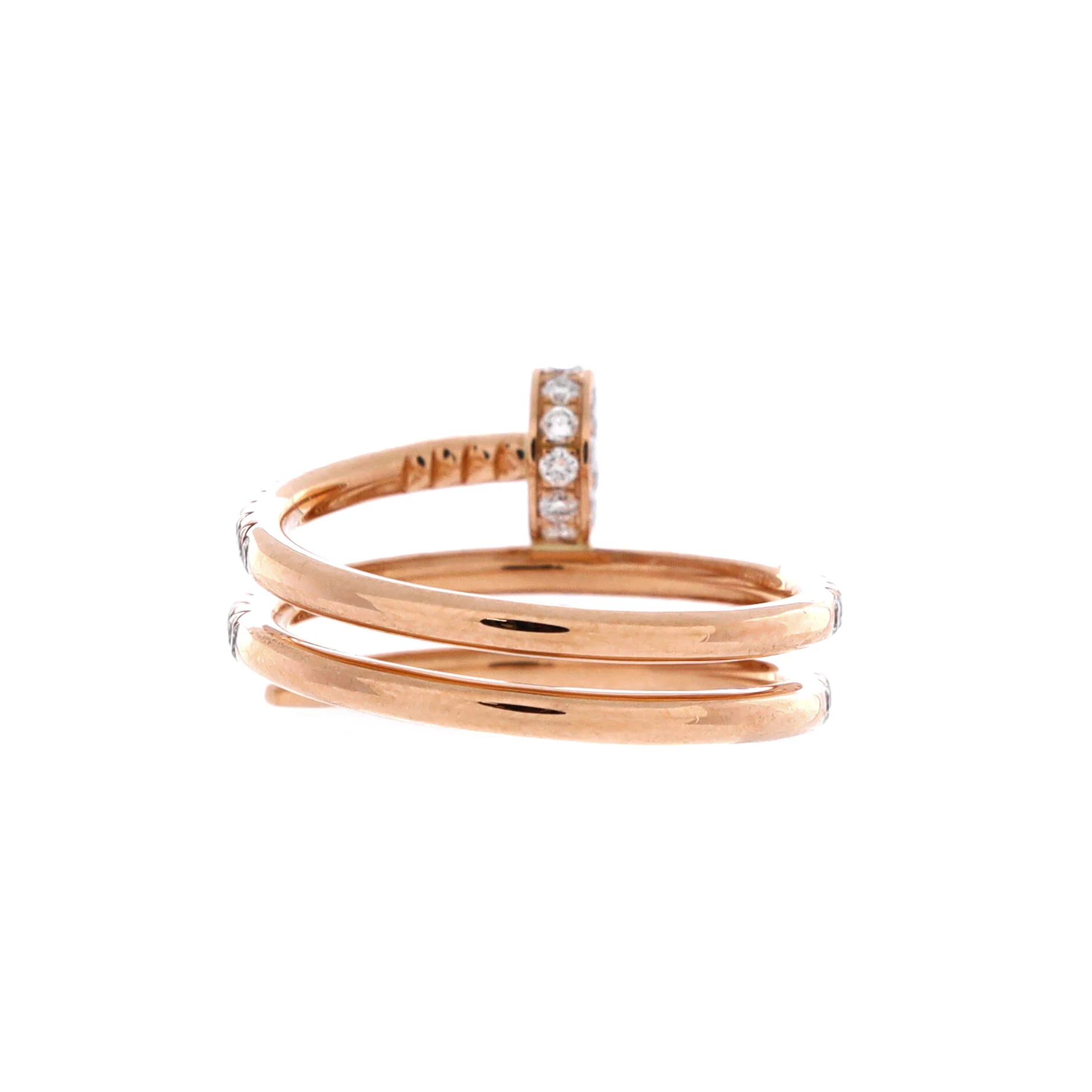 Juste un Clou Paved Double Ring 18K Rose Gold and Diamonds Small - Image 3