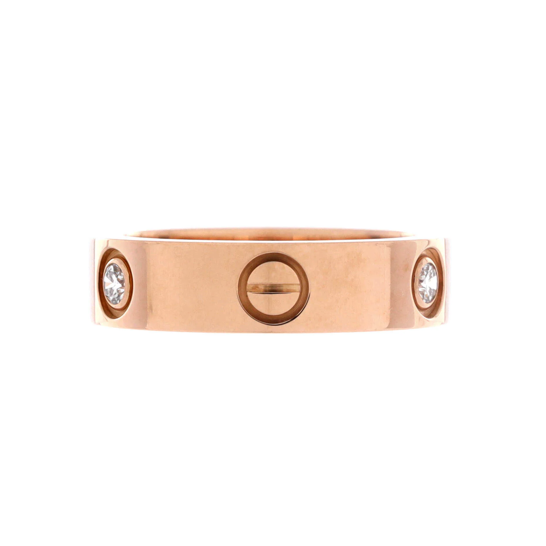 Love 3 Diamonds Band Ring 18K Rose Gold with Diamonds - Image 3