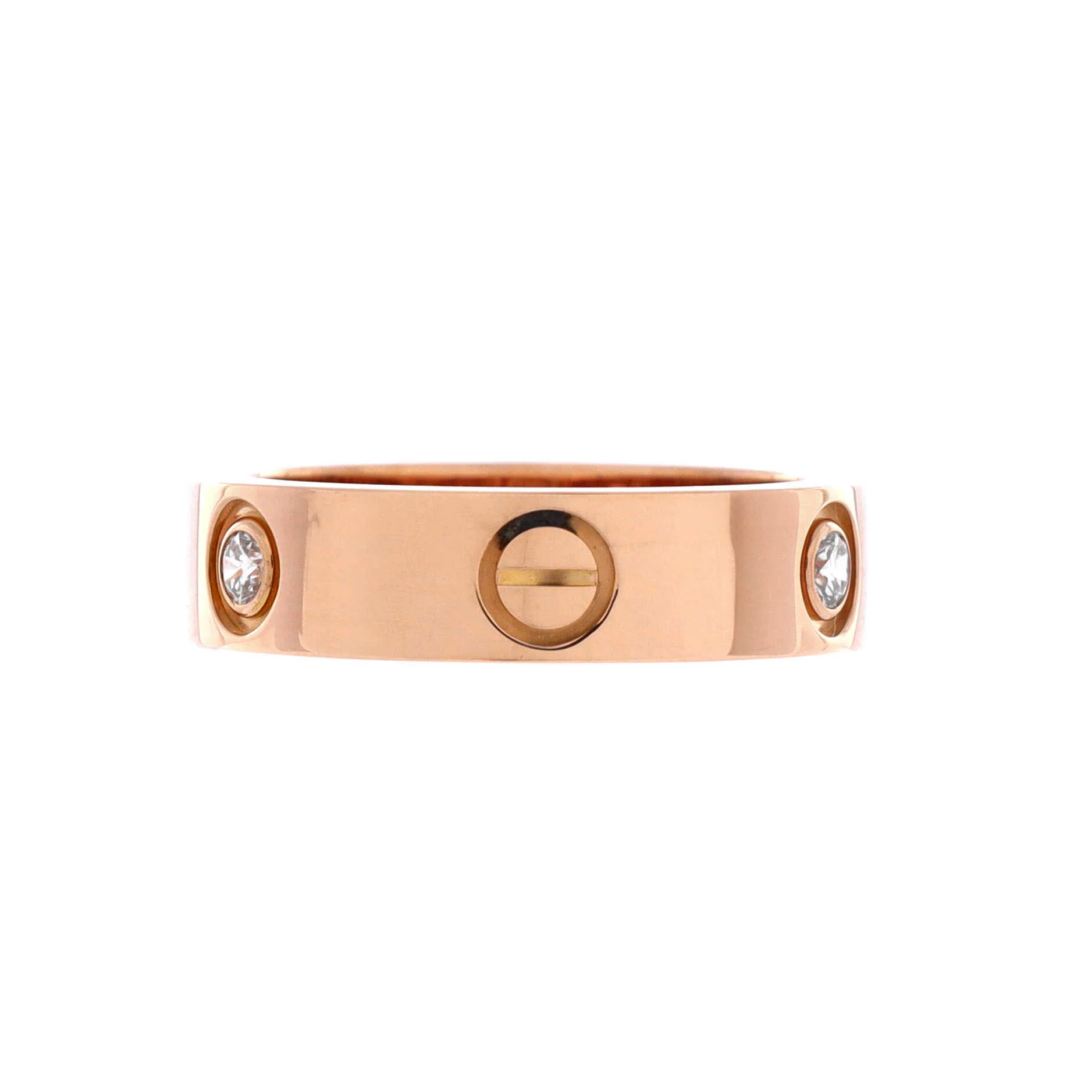 Love 3 Diamonds Band Ring 18K Rose Gold with Diamonds - Image 3