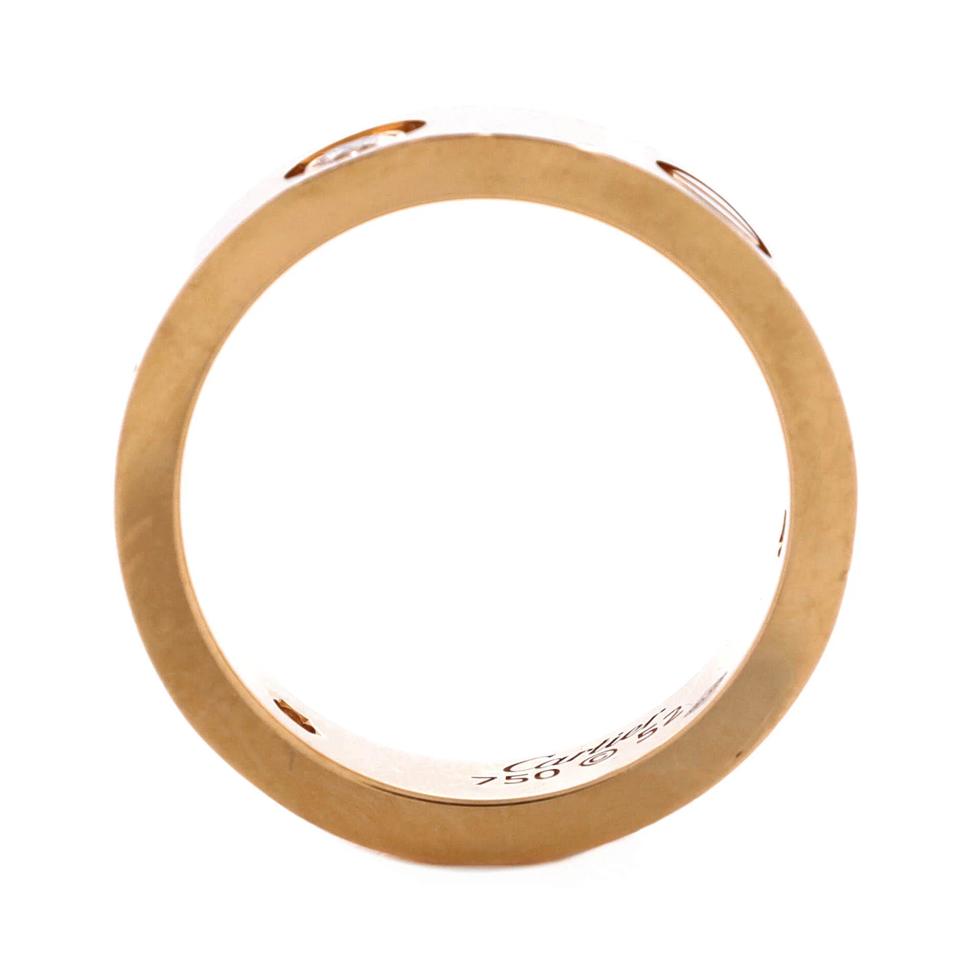 Love 3 Diamonds Band Ring 18K Rose Gold with Diamonds - Image 3