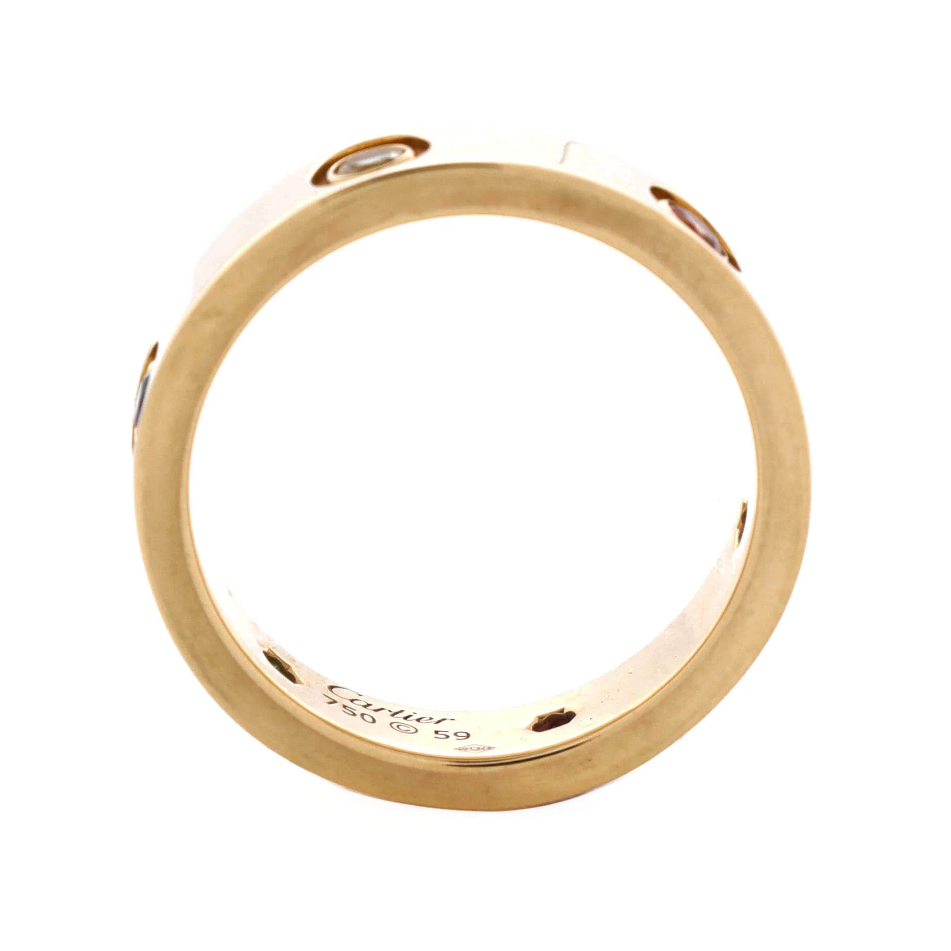 Love 6 Stone Band Ring 18K Yellow Gold with Sapphires, Garnets and Amethyst - Image 3