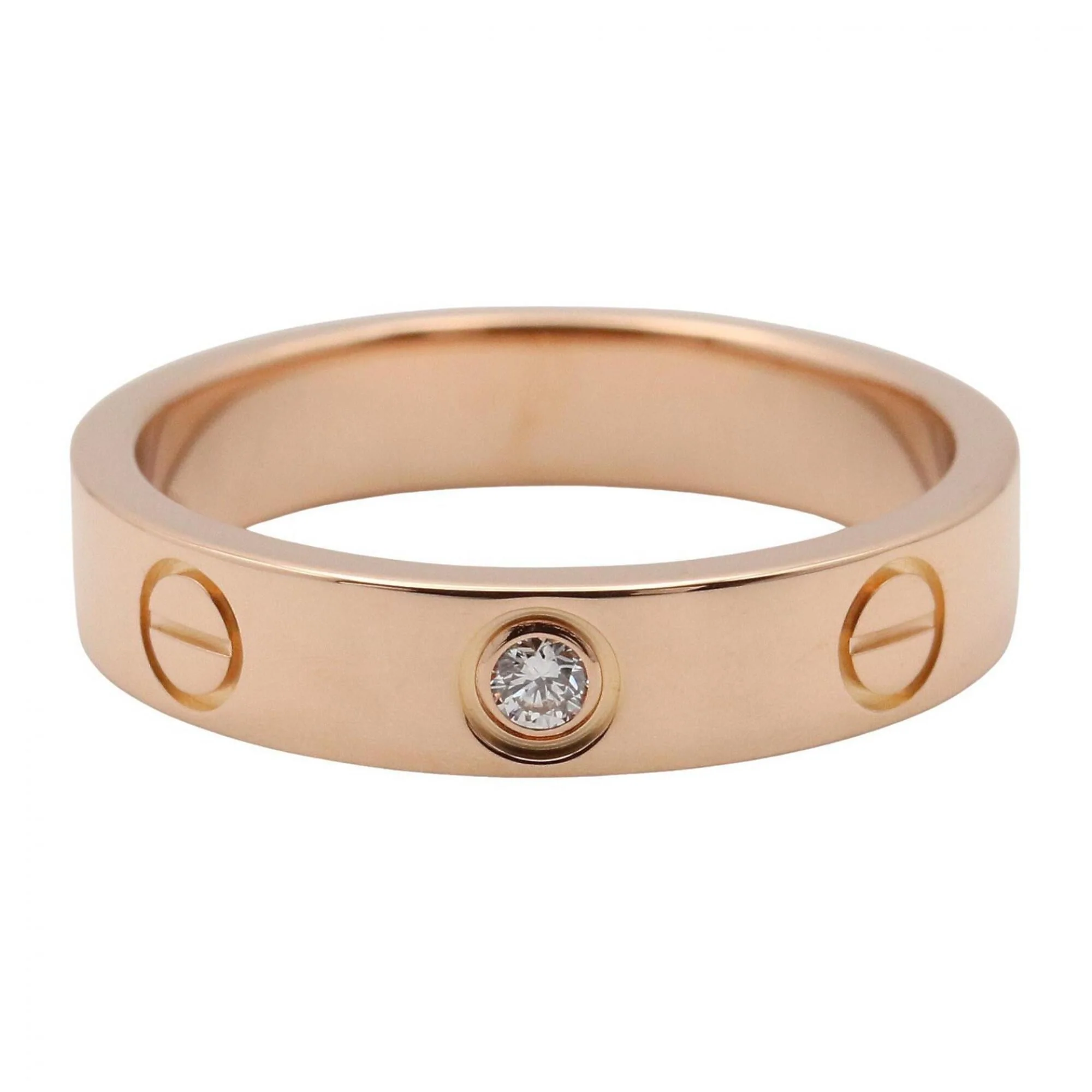 Love Ring 18K Rose Gold Mini with Diamond - Image 2