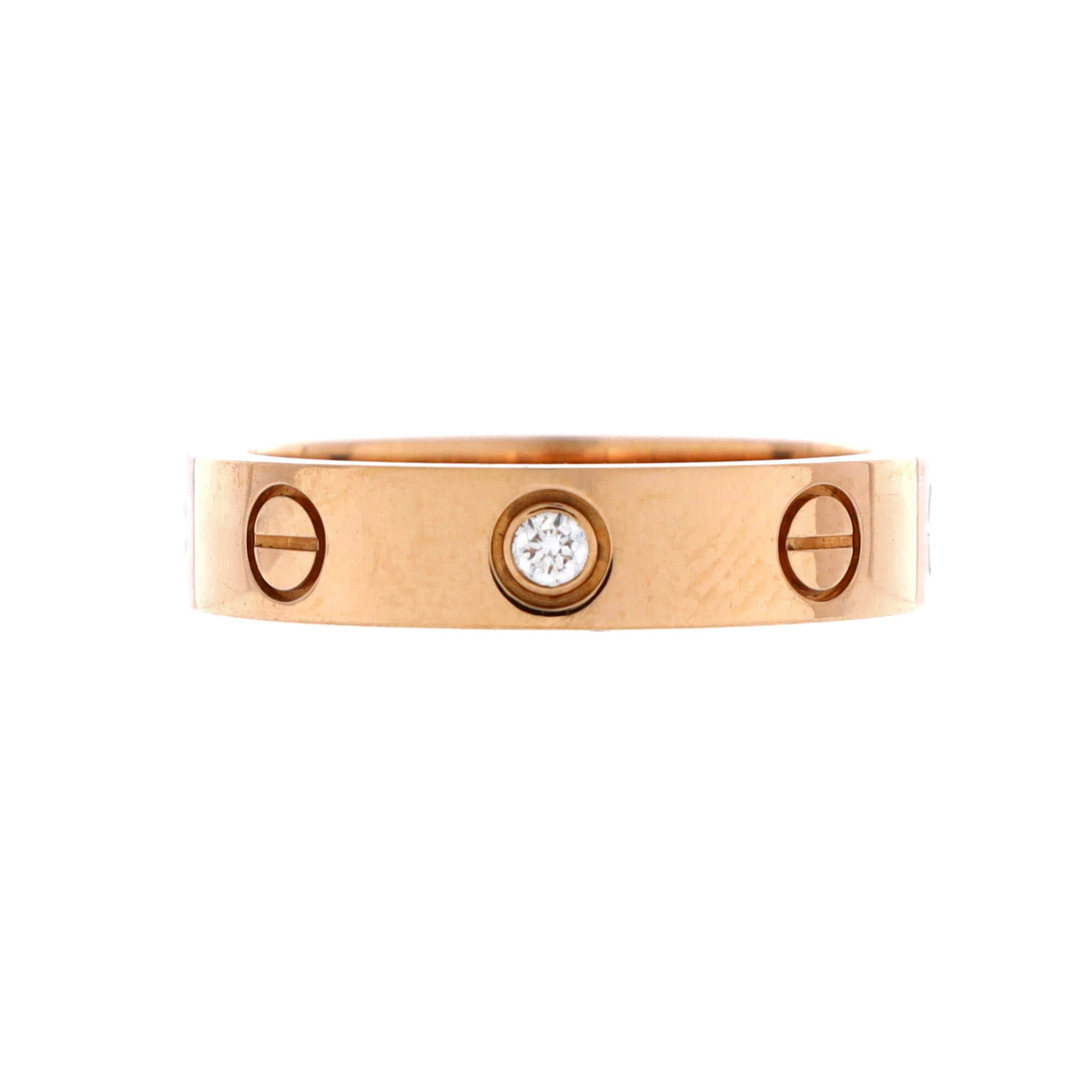 Love Wedding Band 1 Diamond Ring 18K Rose Gold with Diamond