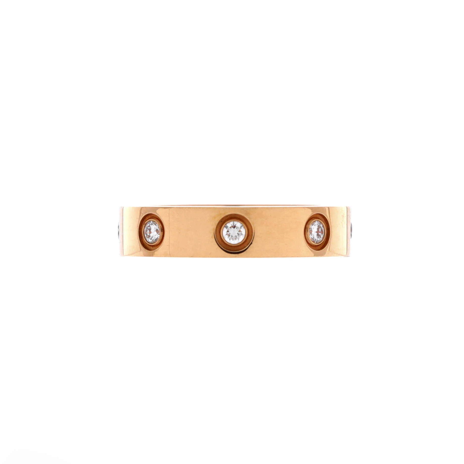 Love Wedding Band 8 Diamonds Ring 18K Rose Gold with Diamonds