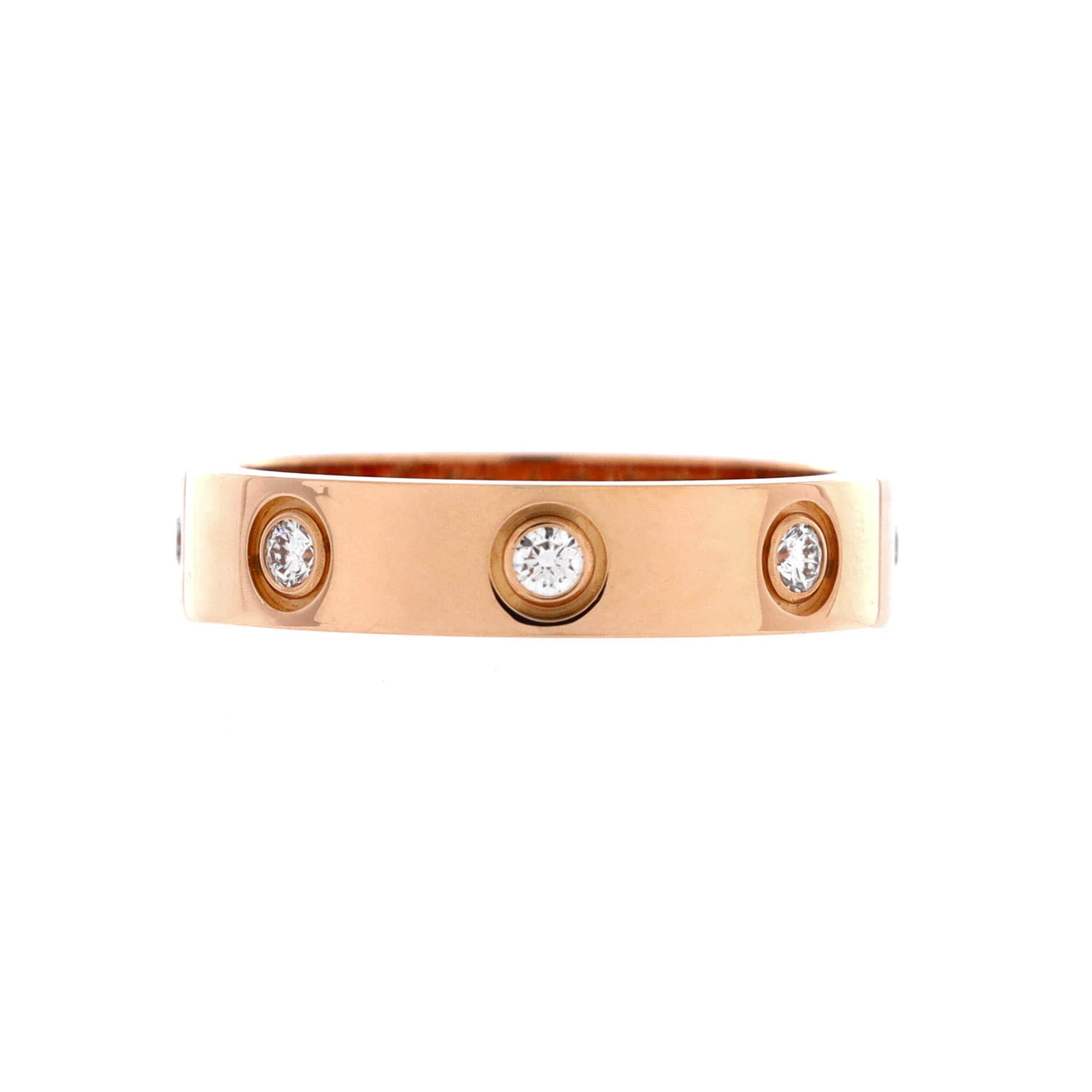 Love Wedding Band 8 Diamonds Ring 18K Rose Gold with Diamonds