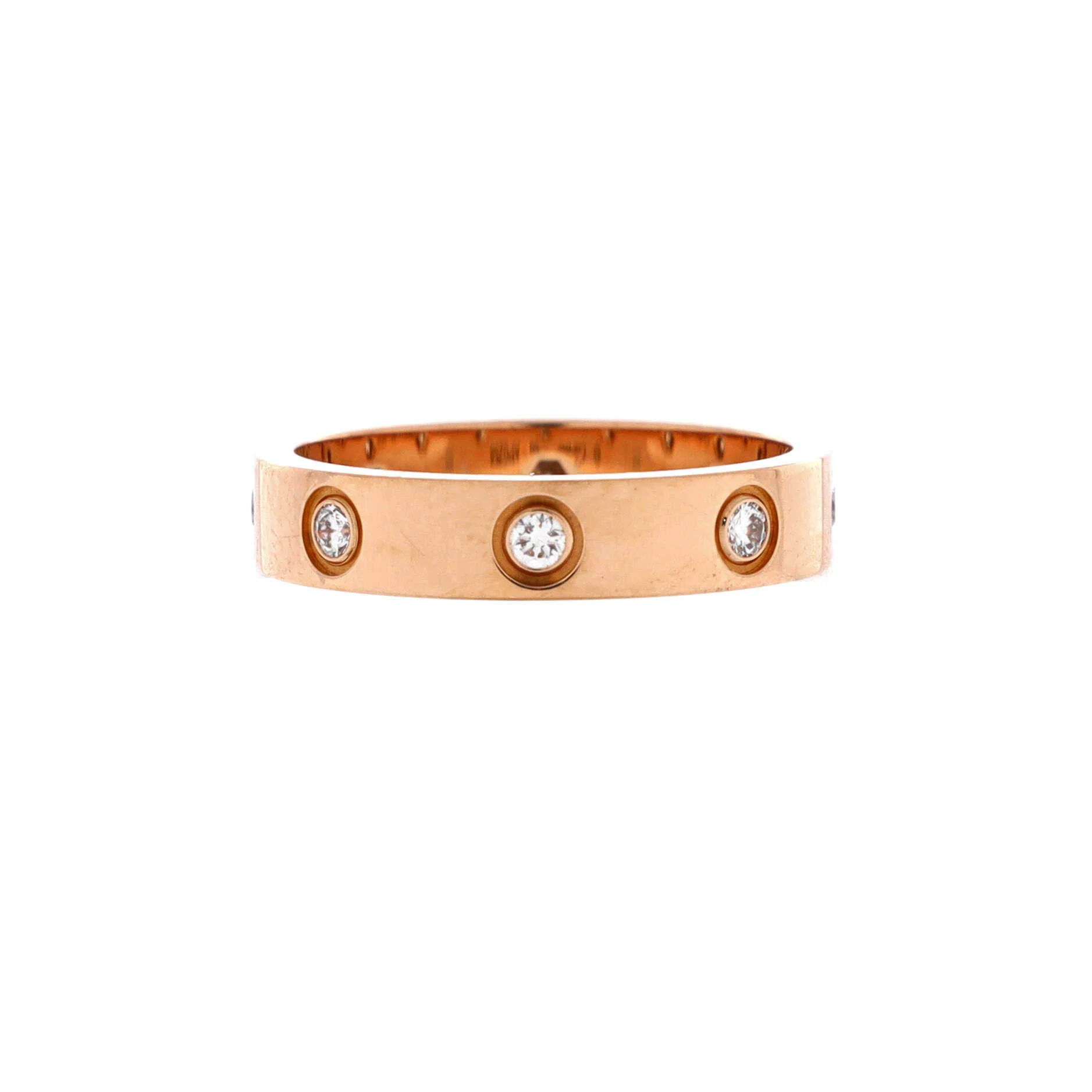 Love Wedding Band 8 Diamonds Ring 18K Rose Gold with Diamonds
