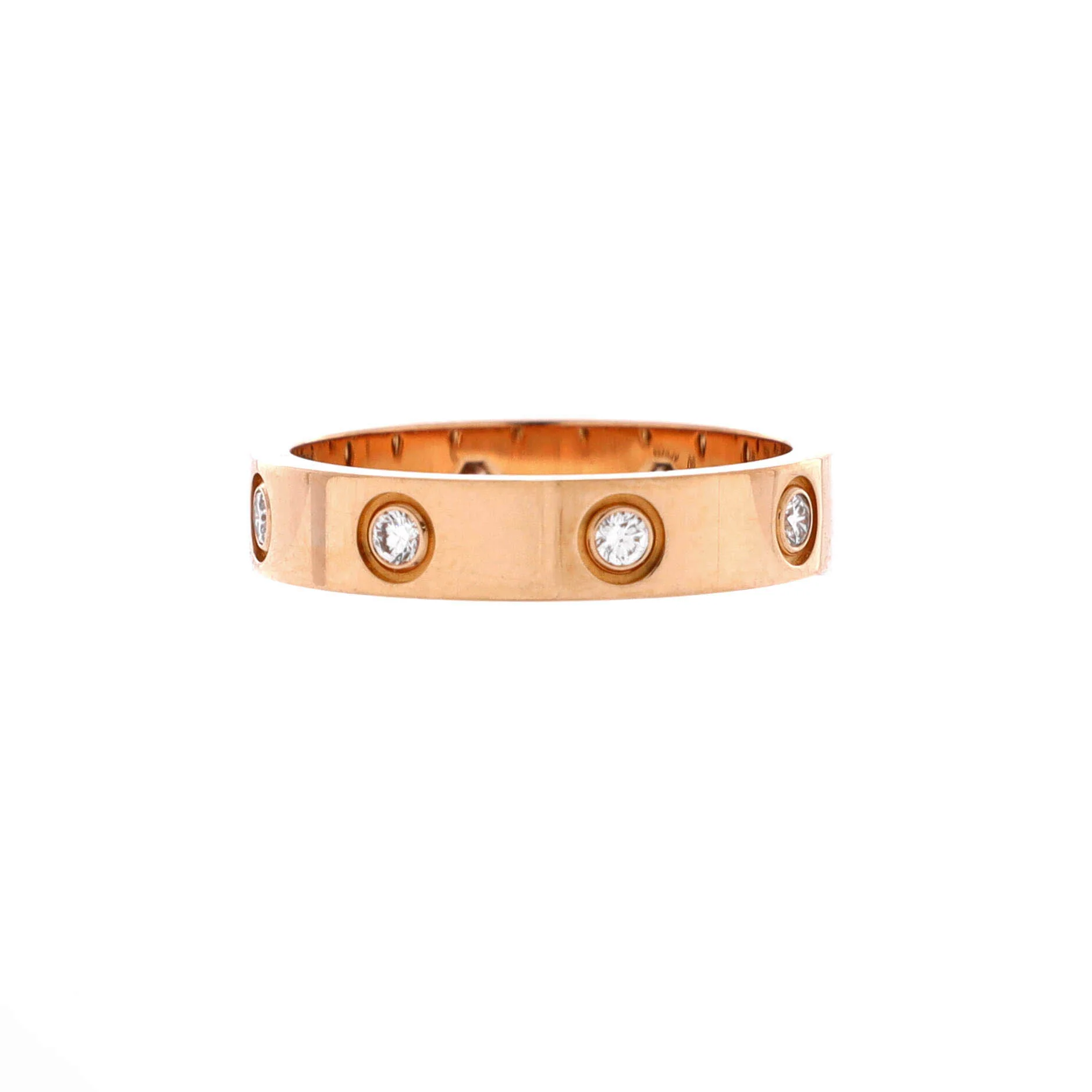 Love Wedding Band 8 Diamonds Ring 18K Rose Gold with Diamonds - Image 2