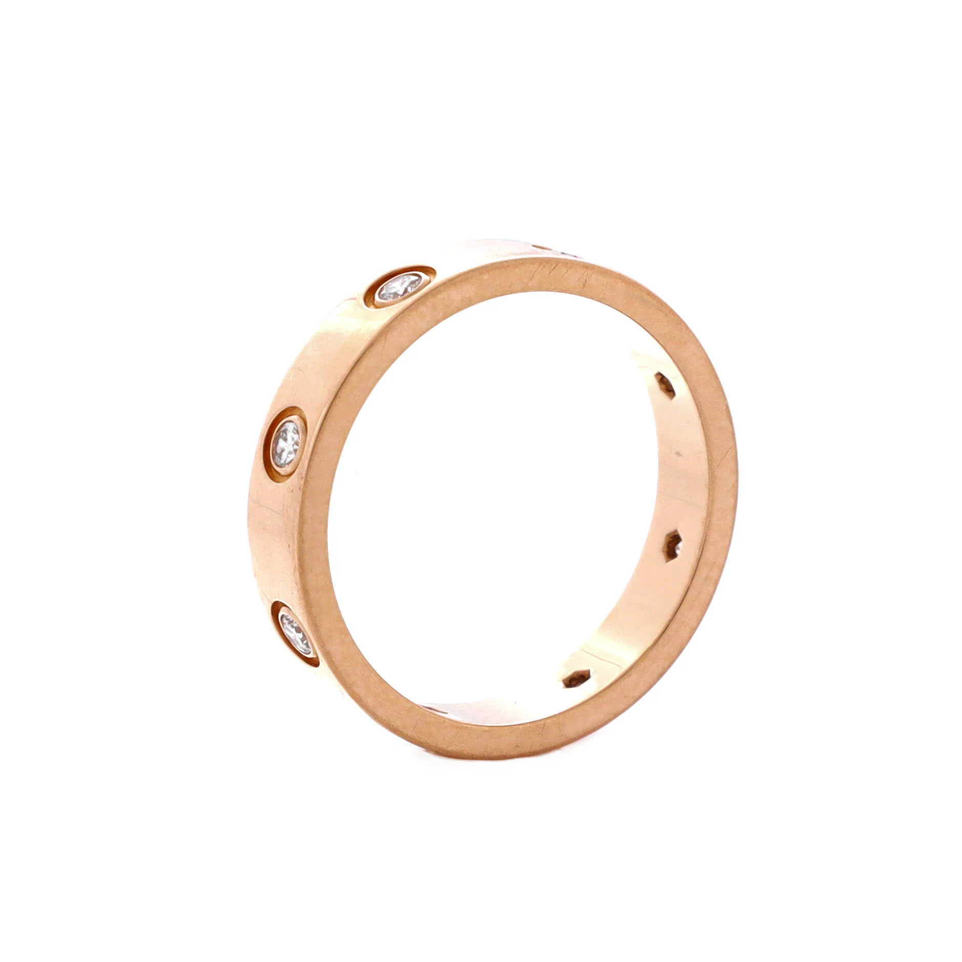 Love Wedding Band 8 Diamonds Ring 18K Rose Gold with Diamonds - Image 3