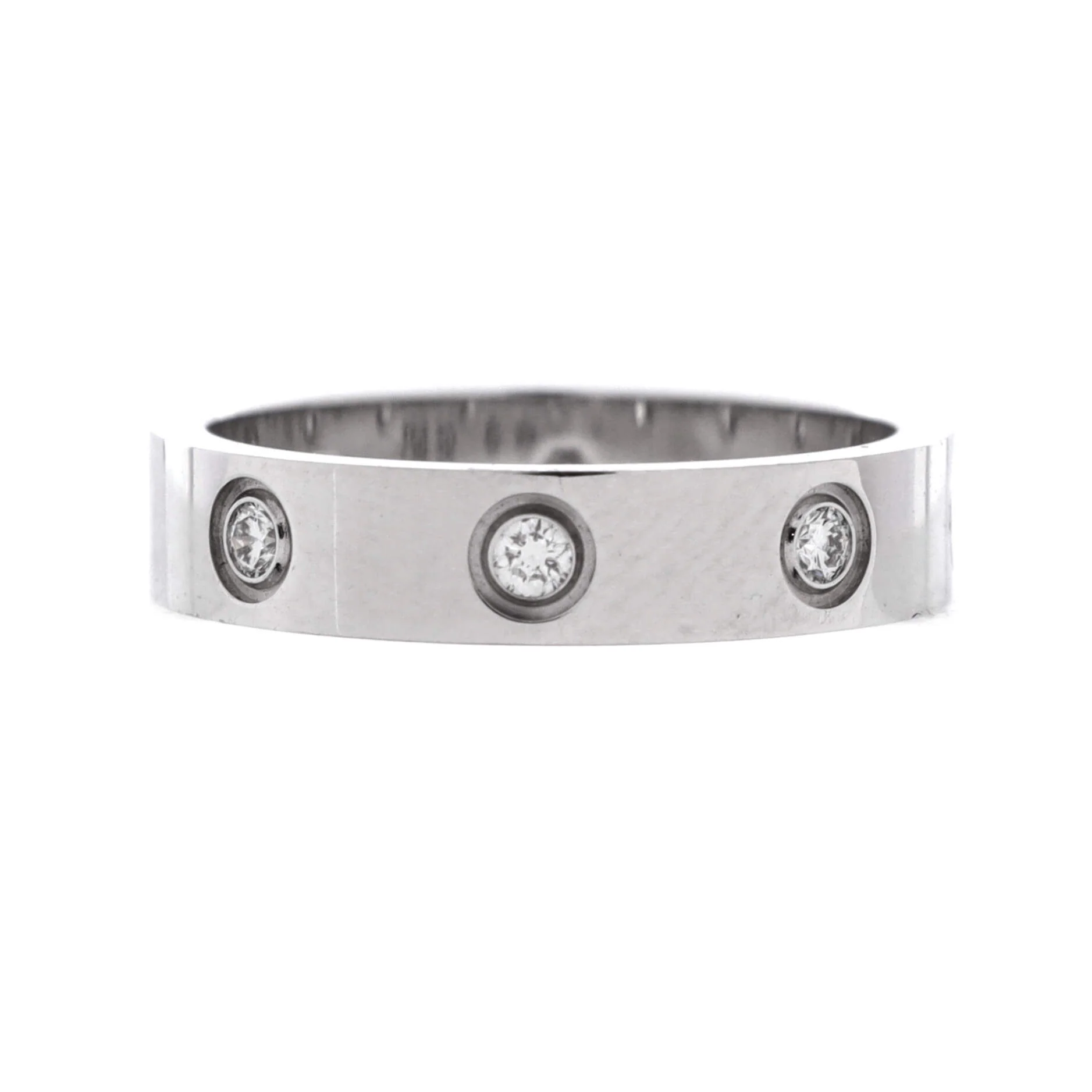 Love Wedding Band 8 Diamonds Ring 18K White Gold with Diamonds - Image 2
