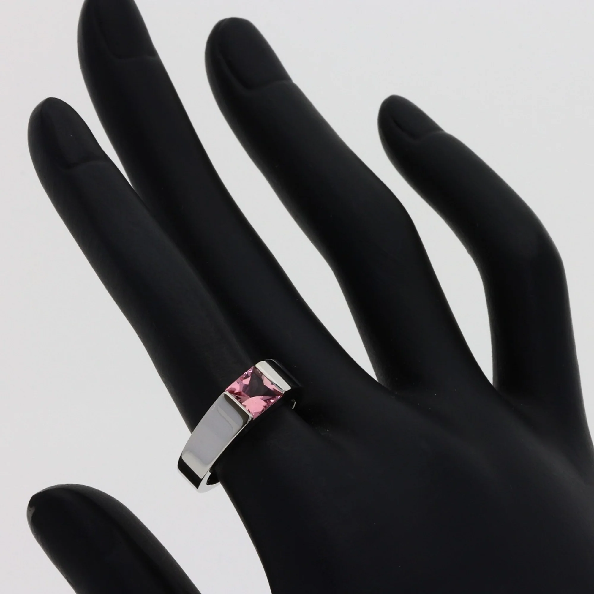 Pink Tourmaline Ring 18K White Gold - Image 6