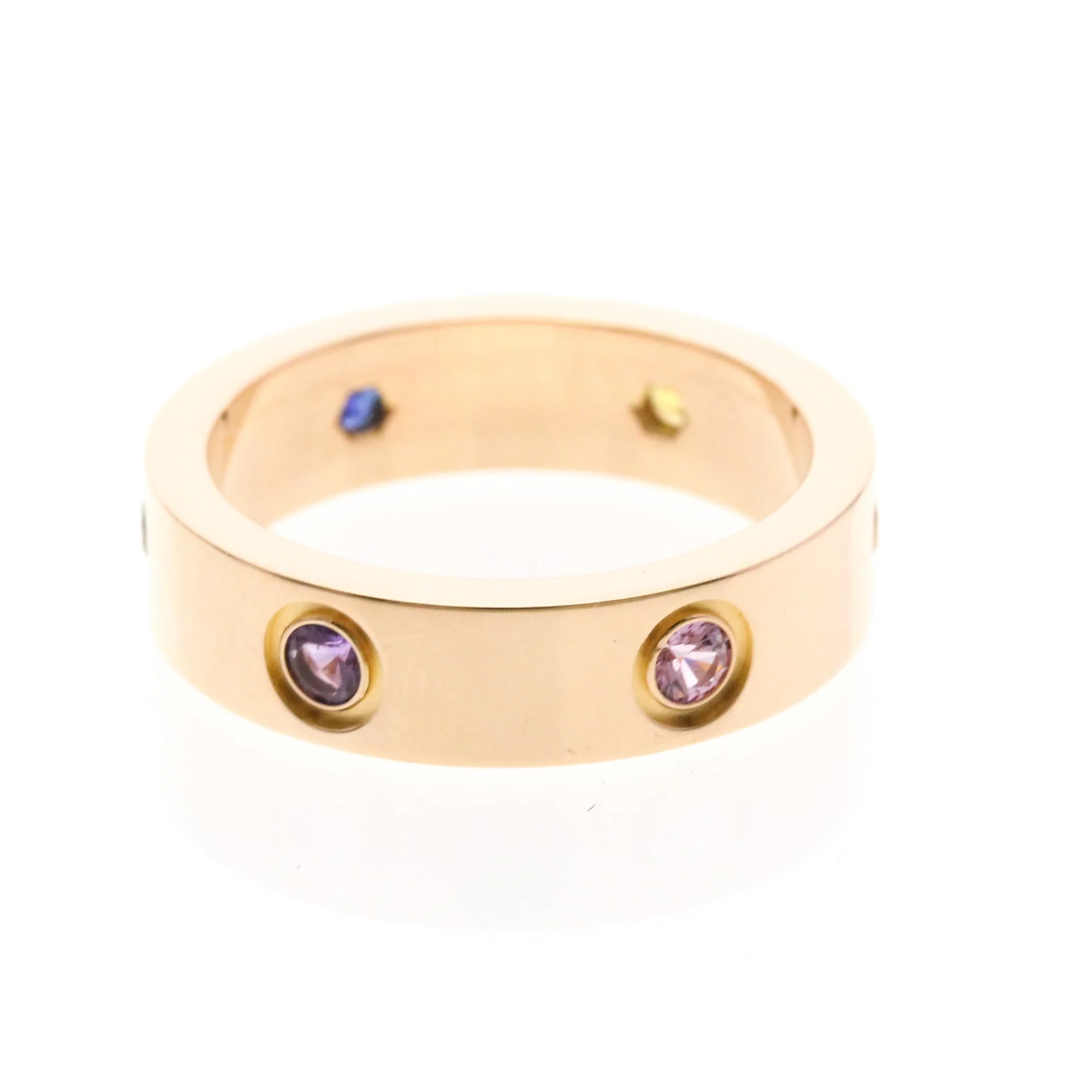 Ring 18K Rose Gold with Amethyst Citrine Garnet Sapphire - Image 2