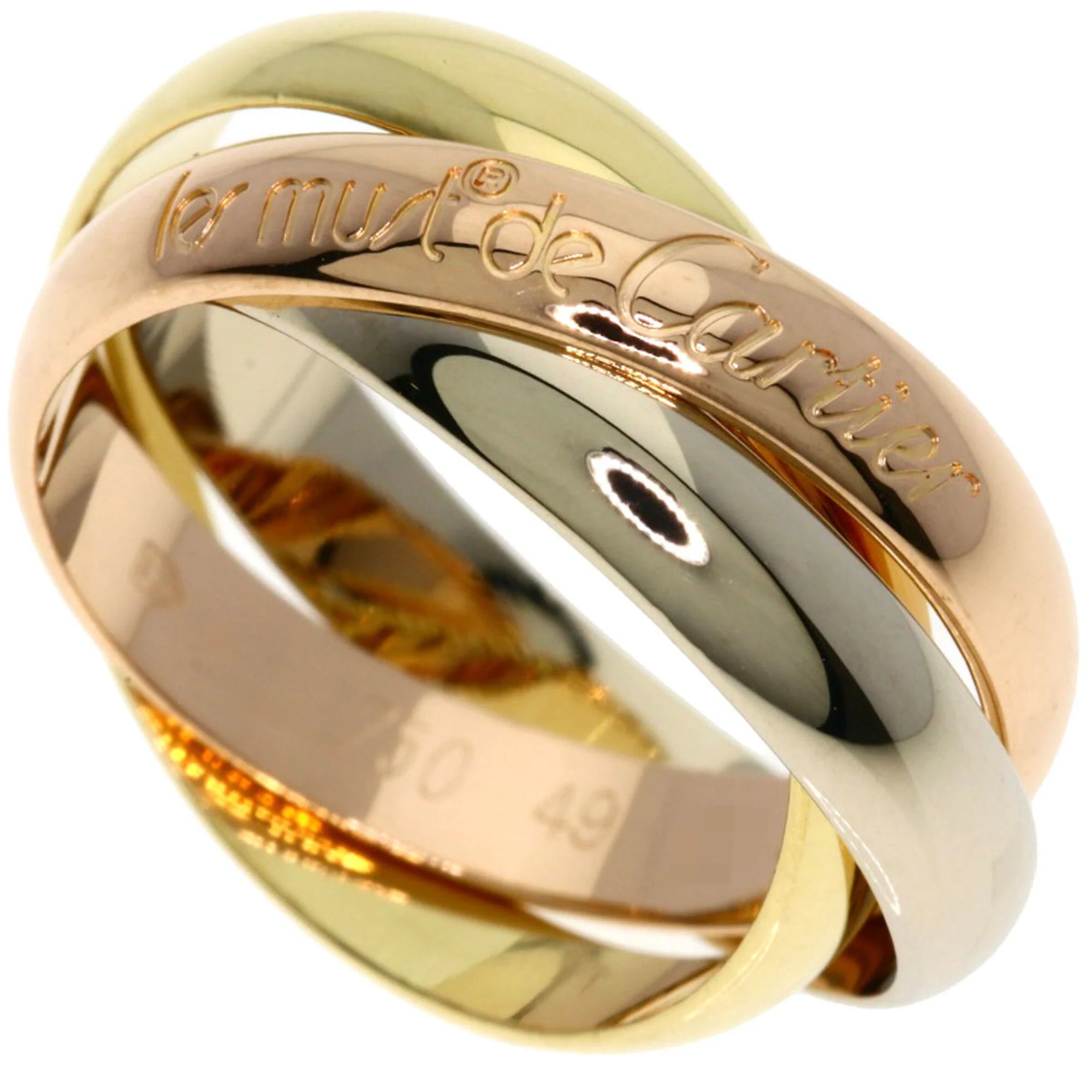 Vendome Louis Cartier Band Ring 18K Tricolor Gold