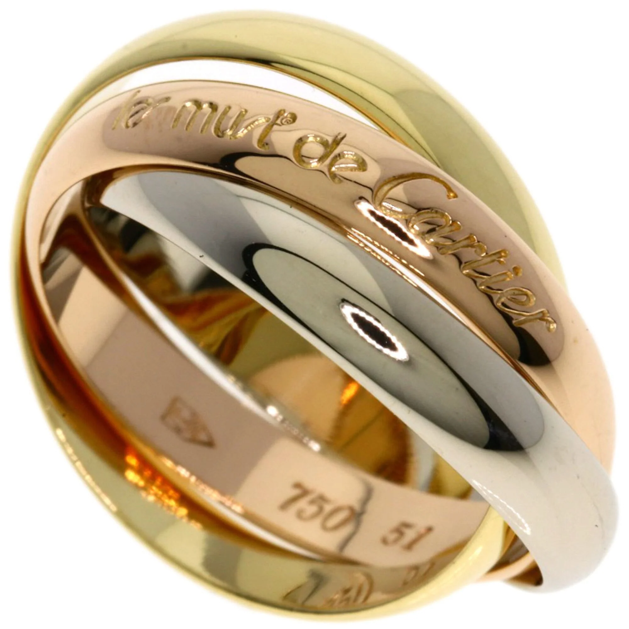 Vendome Louis Cartier Band Ring 18K Tricolor Gold
