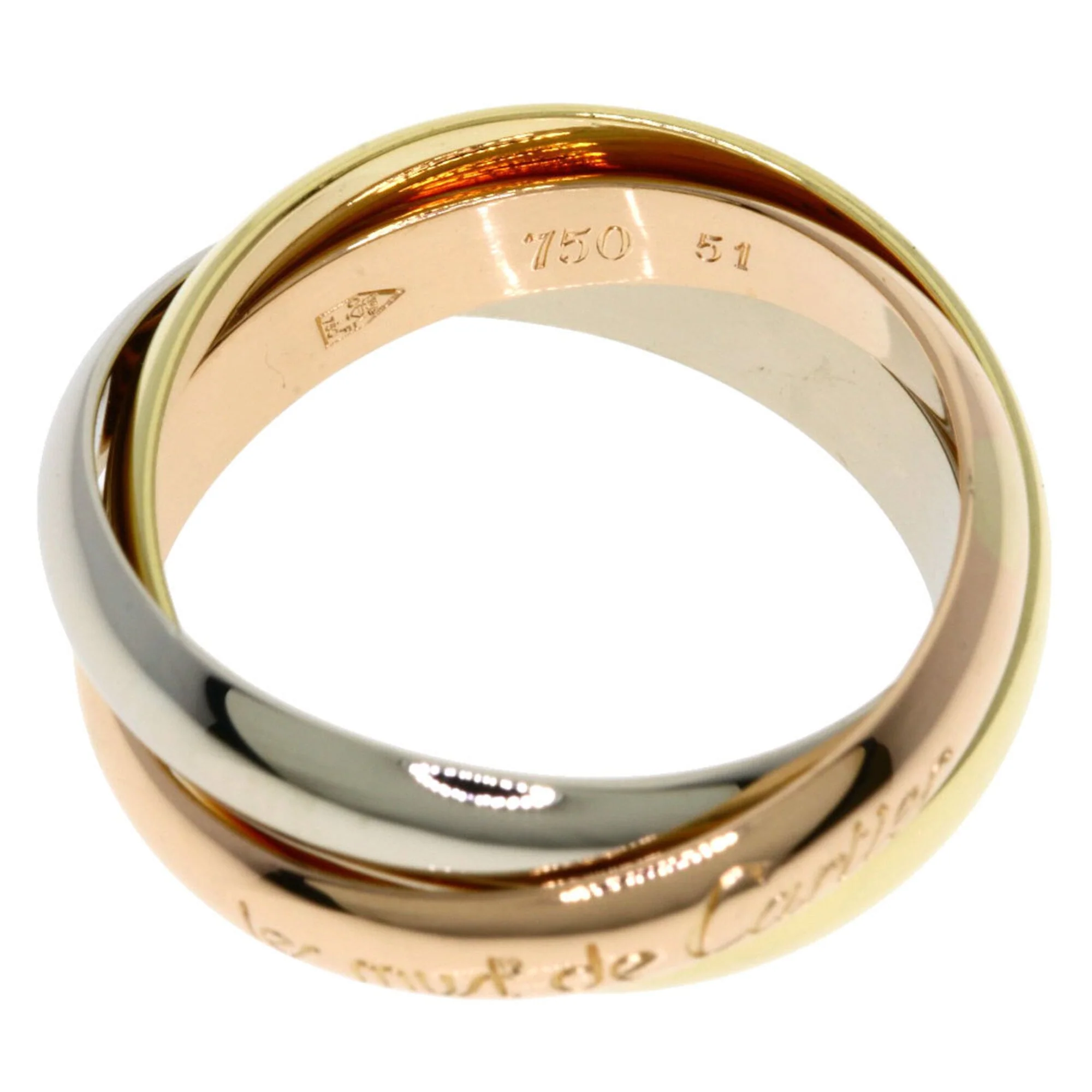 Vendome Louis Cartier Band Ring 18K Tricolor Gold - Image 3