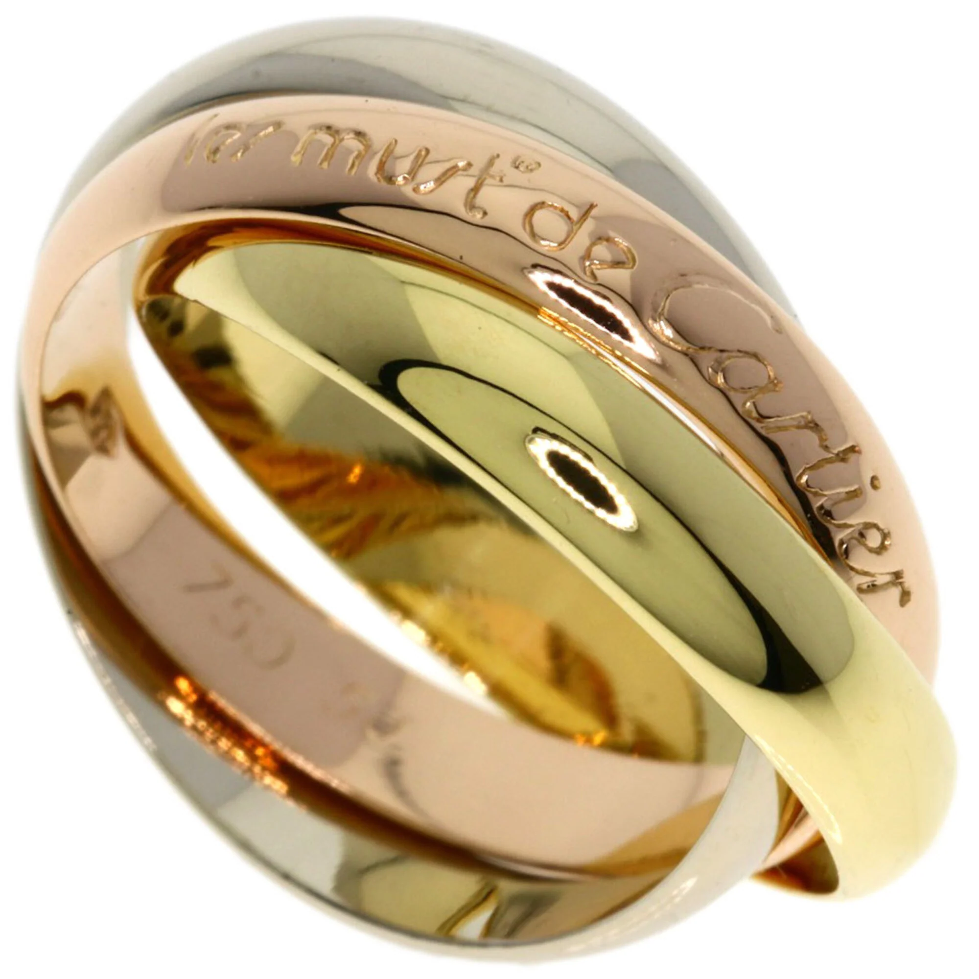 Vendome Louis Cartier Band Ring 18K Tricolor Gold