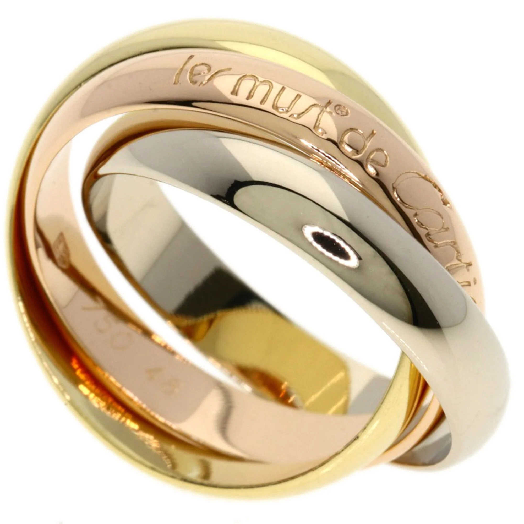 Vendome Louis Cartier Band Ring 18K Tricolor Gold