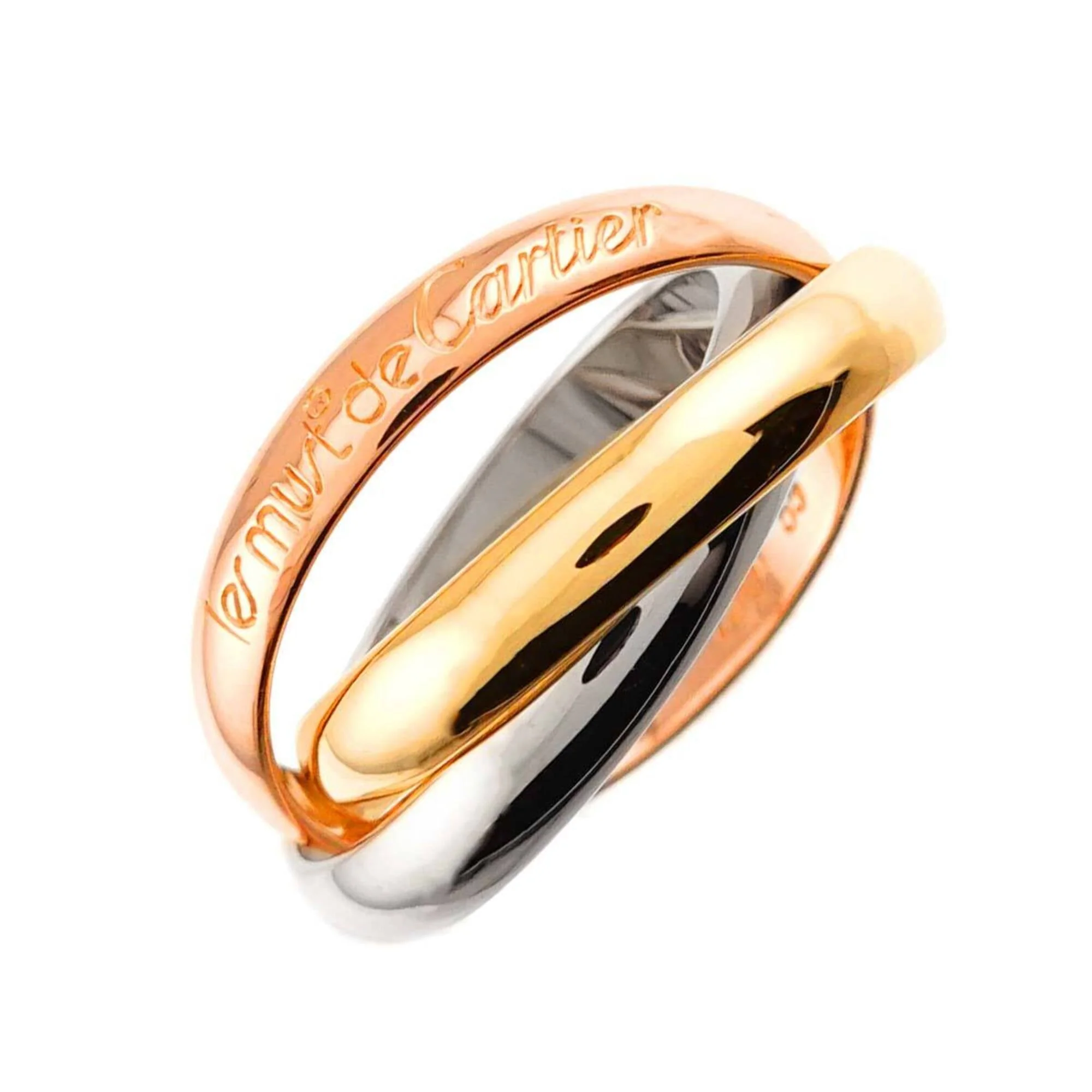 Vendome Louis Cartier Band Ring 18K Tricolor Gold