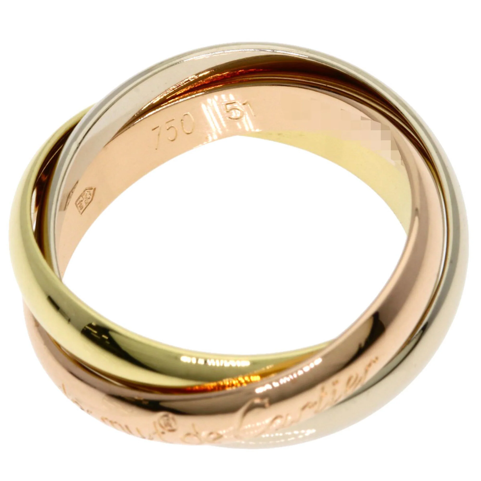 Vendome Louis Cartier Band Ring 18K Tricolor Gold - Image 3