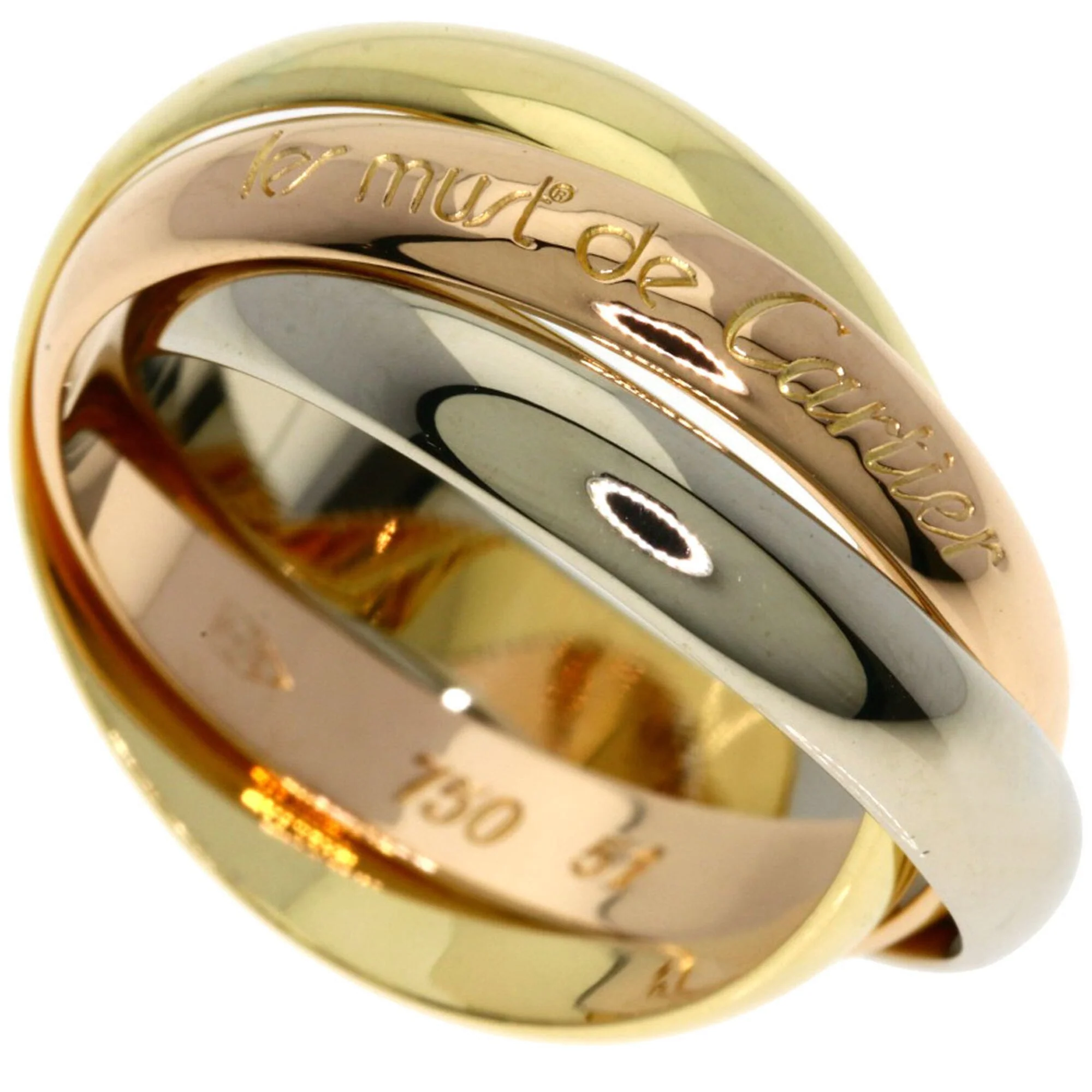 Vendome Louis Cartier Band Ring 18K Tricolor Gold