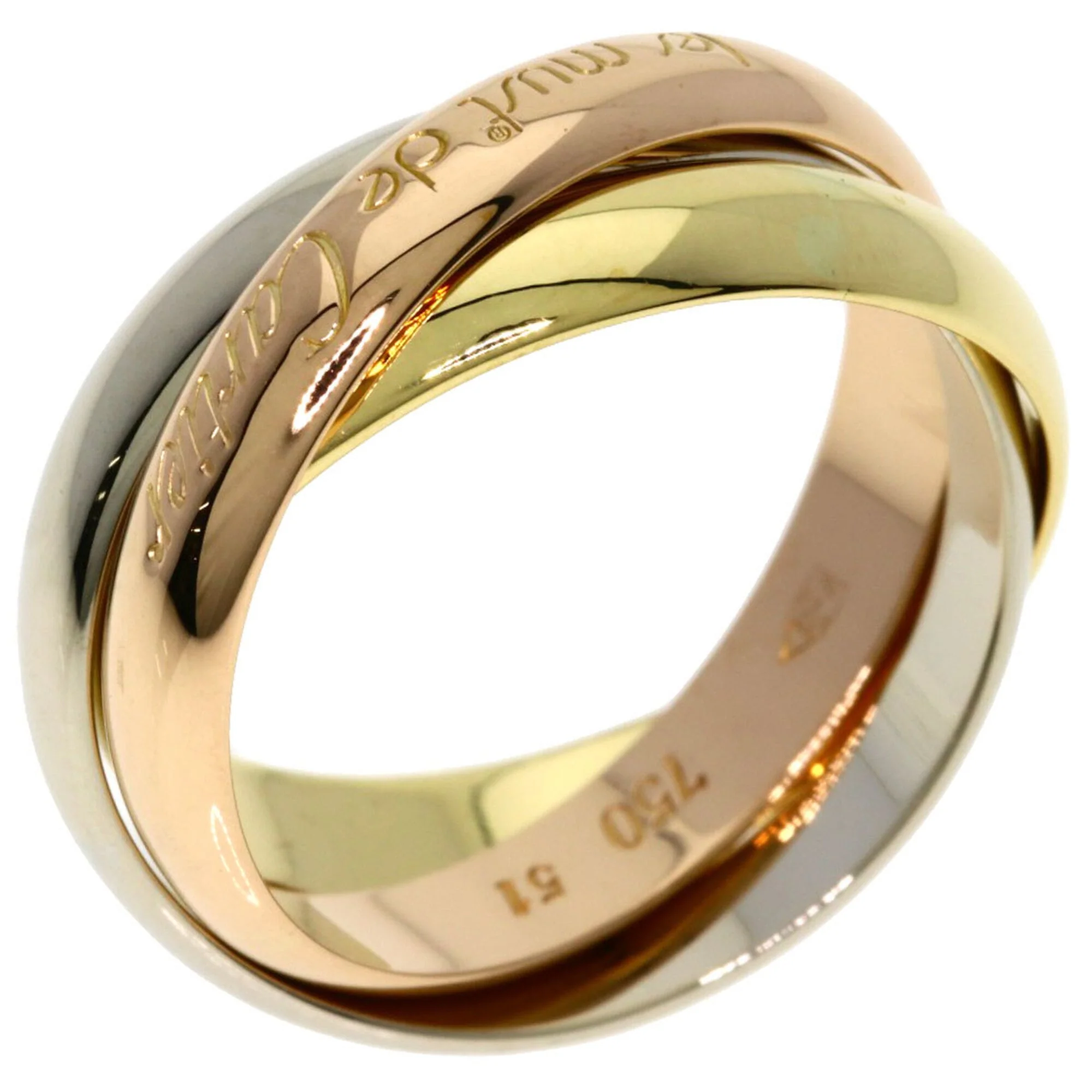 Vendome Louis Cartier Band Ring 18K Tricolor Gold - Image 2