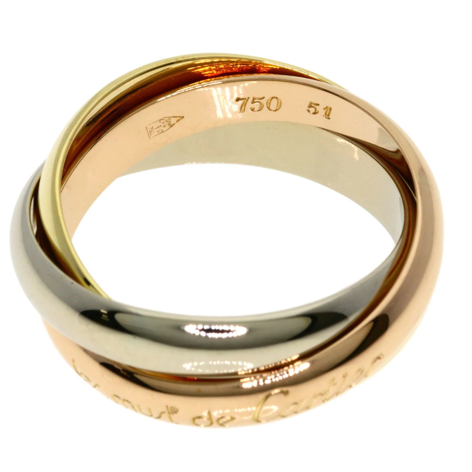Vendome Louis Cartier Band Ring 18K Tricolor Gold - Image 3
