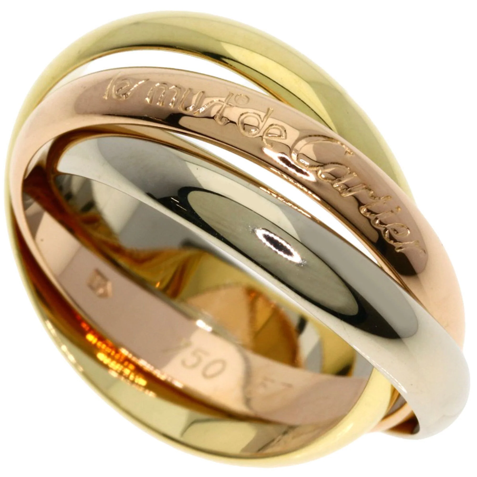 Vendome Louis Cartier Band Ring 18K Tricolor Gold