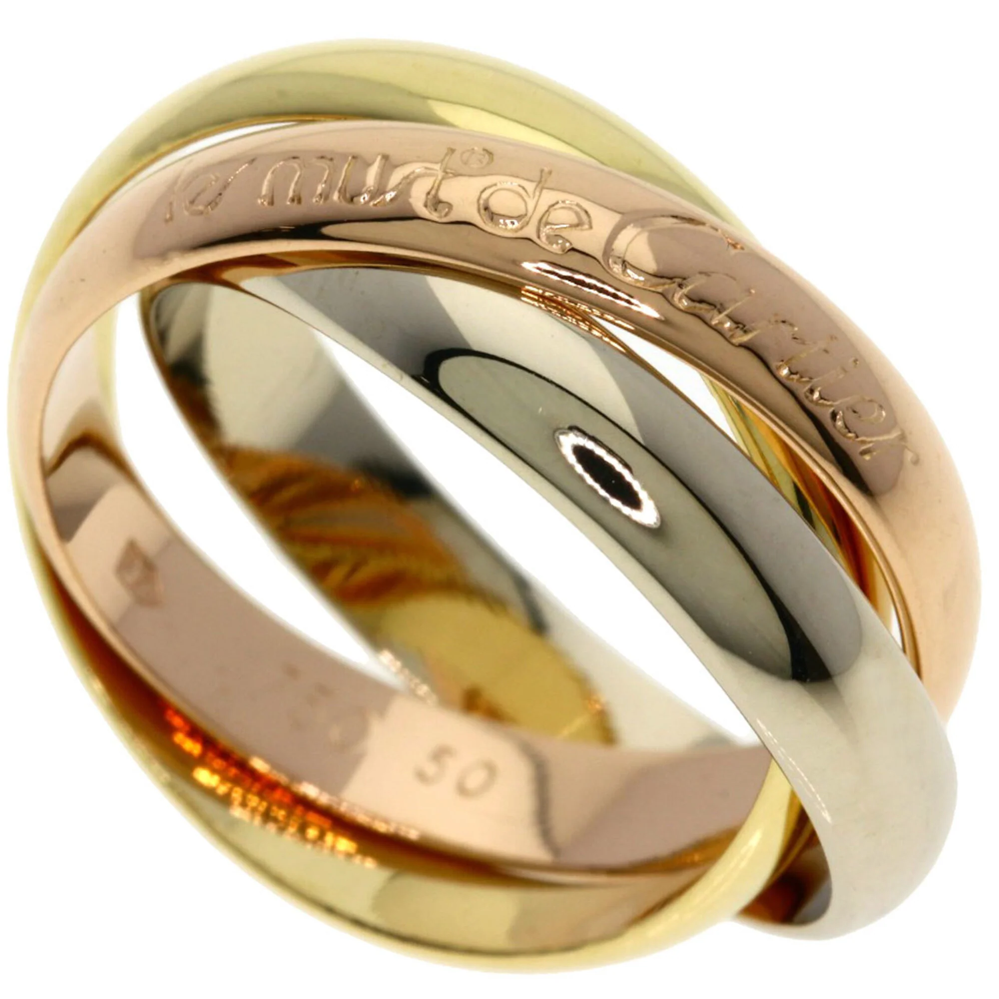 Vendome Louis Cartier Band Ring 18K Tricolor Gold