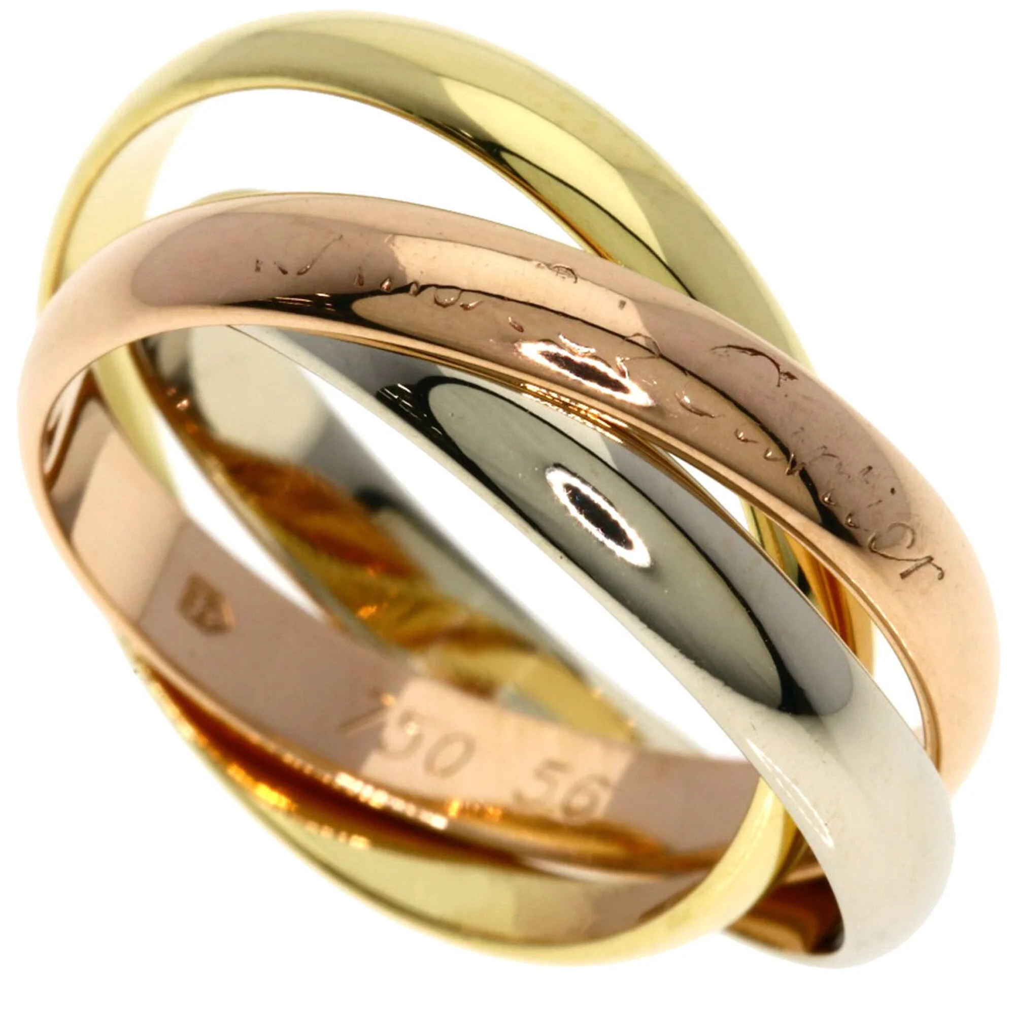 Vendome Louis Cartier Band Ring 18K Tricolor Gold
