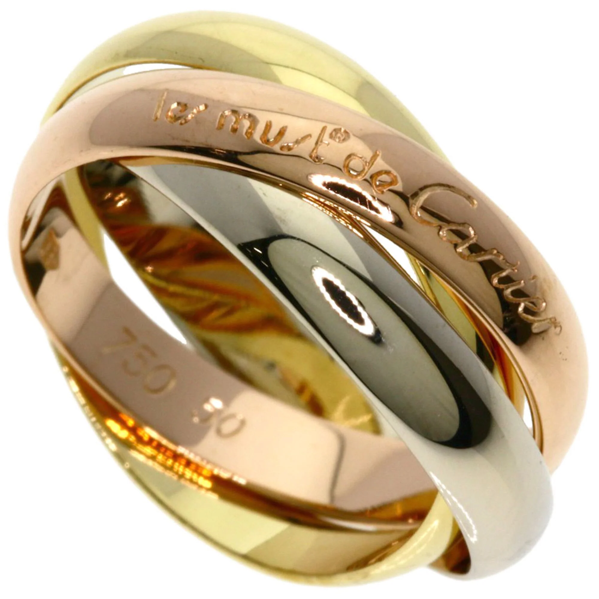 Vendome Louis Cartier Band Ring 18K Tricolor Gold
