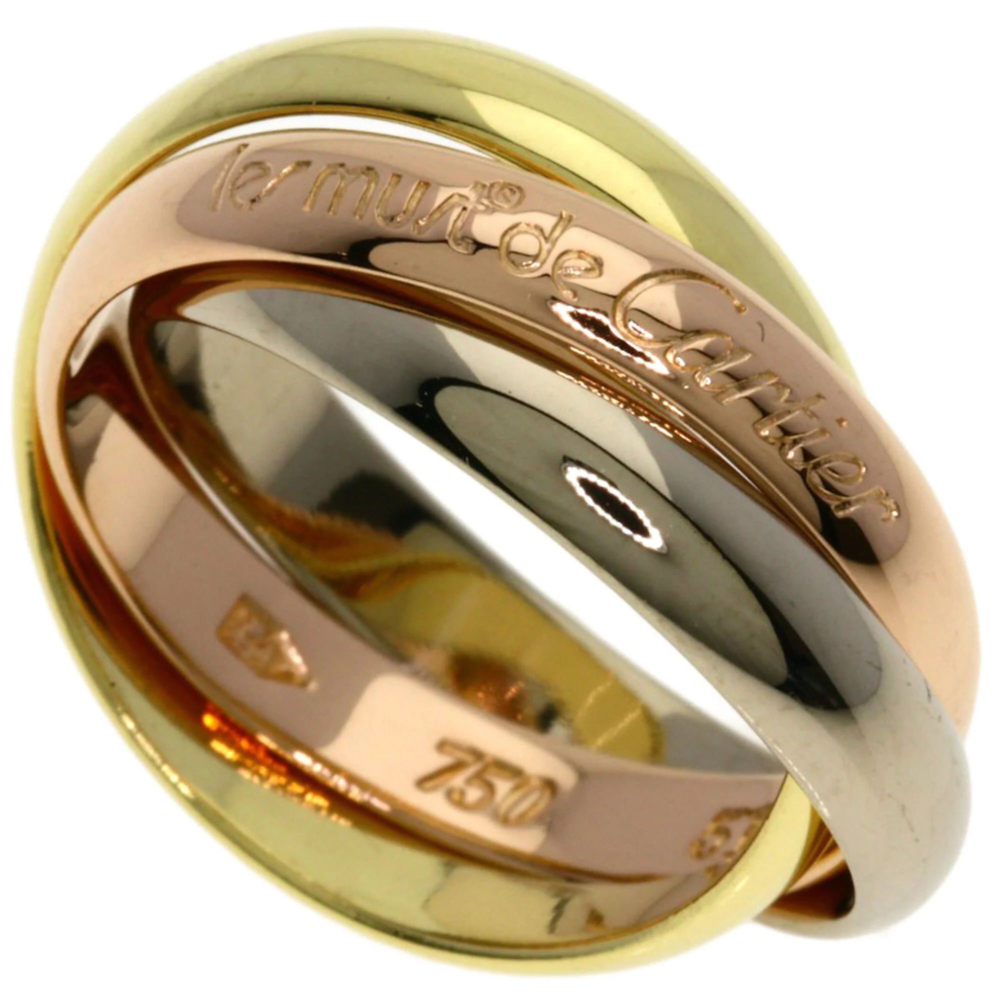 Vendome Louis Cartier Band Ring 18K Tricolor Gold