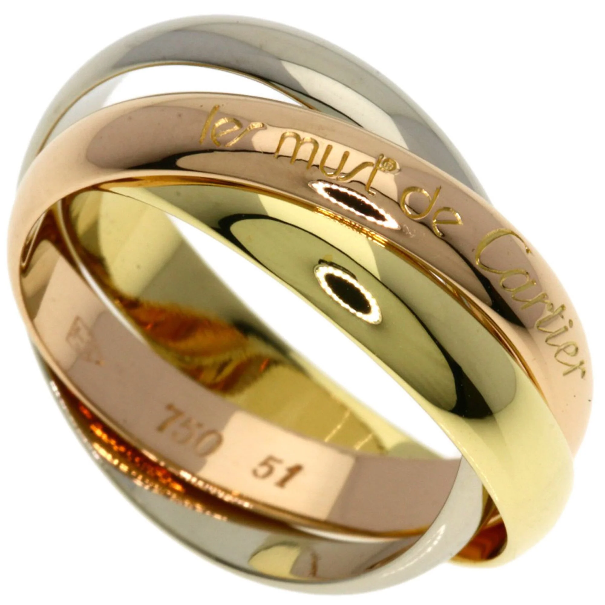 Vendome Louis Cartier Band Ring 18K Tricolor Gold