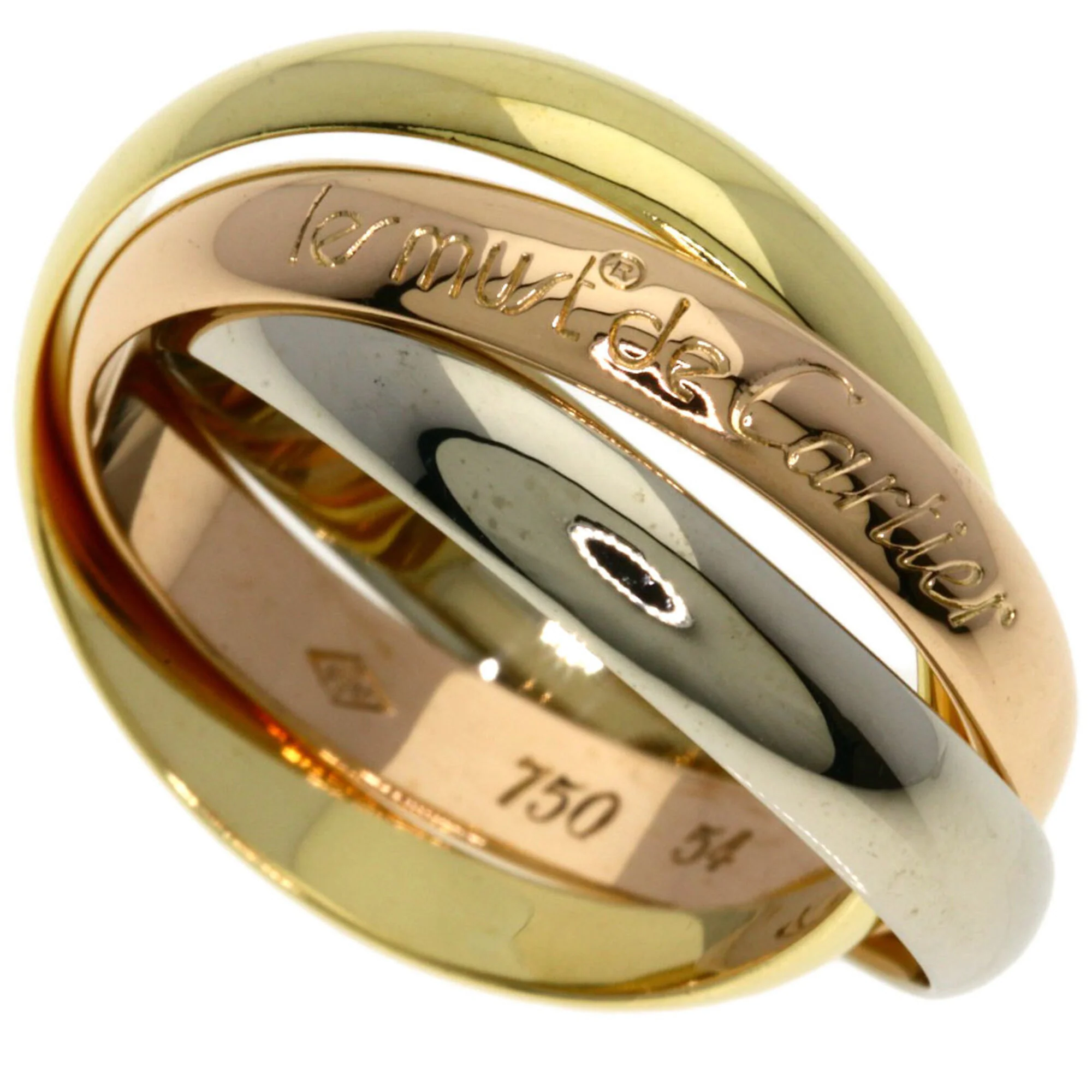 Vendome Louis Cartier Band Ring 18K Tricolor Gold