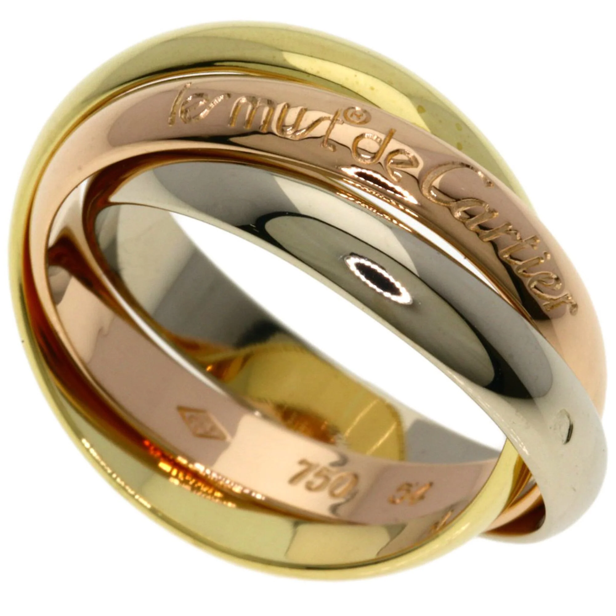 Vendome Louis Cartier Band Ring 18K Tricolor Gold