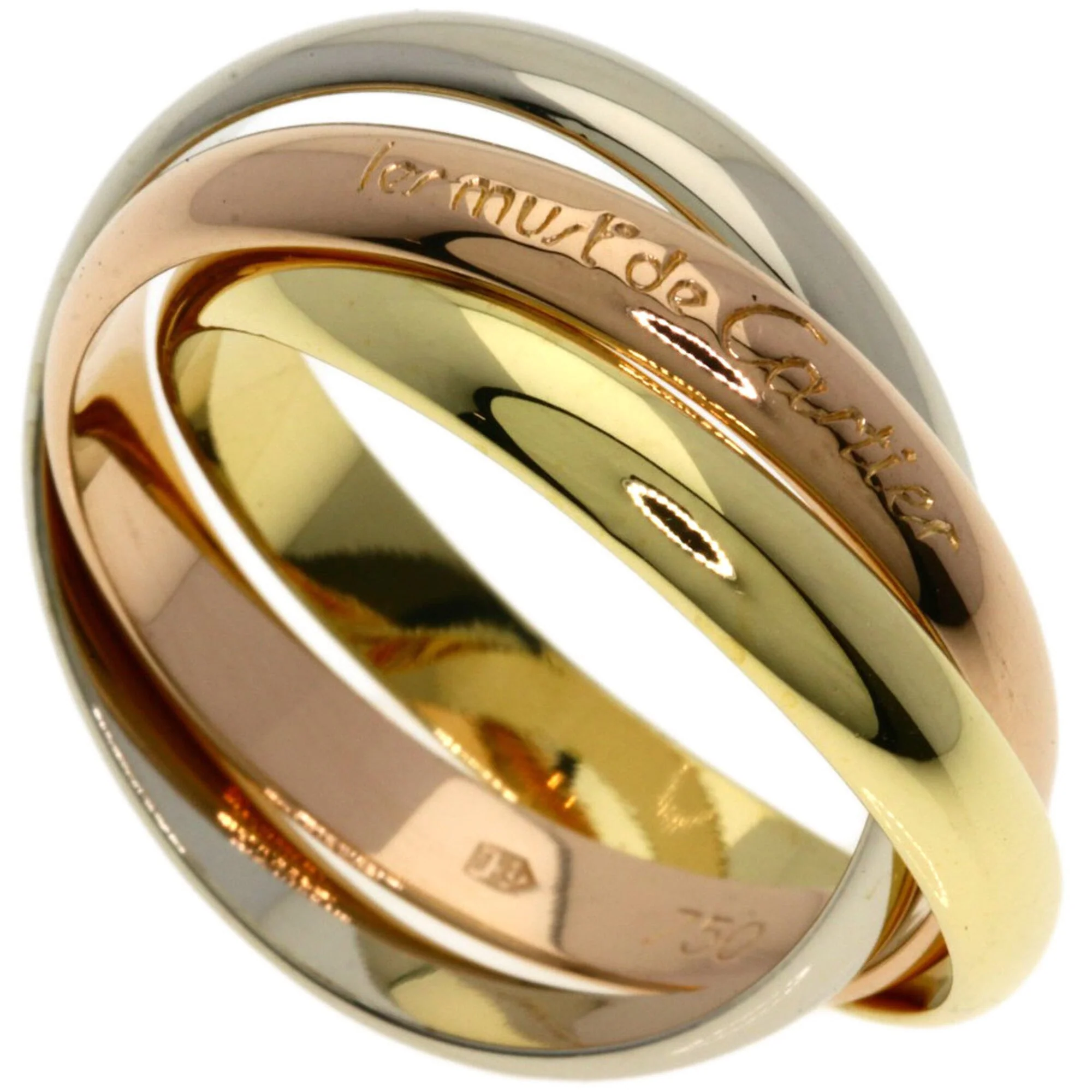 Vendome Louis Cartier Band Ring 18K Tricolor Gold