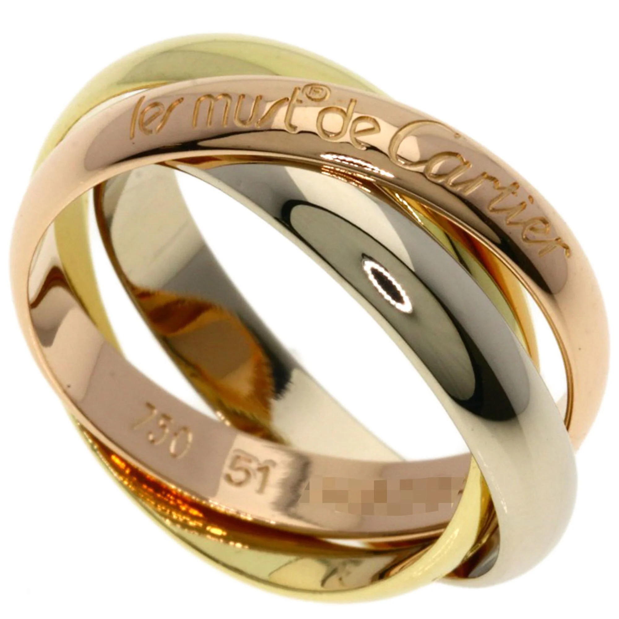Vendome Louis Cartier Band Ring 18K Tricolor Gold