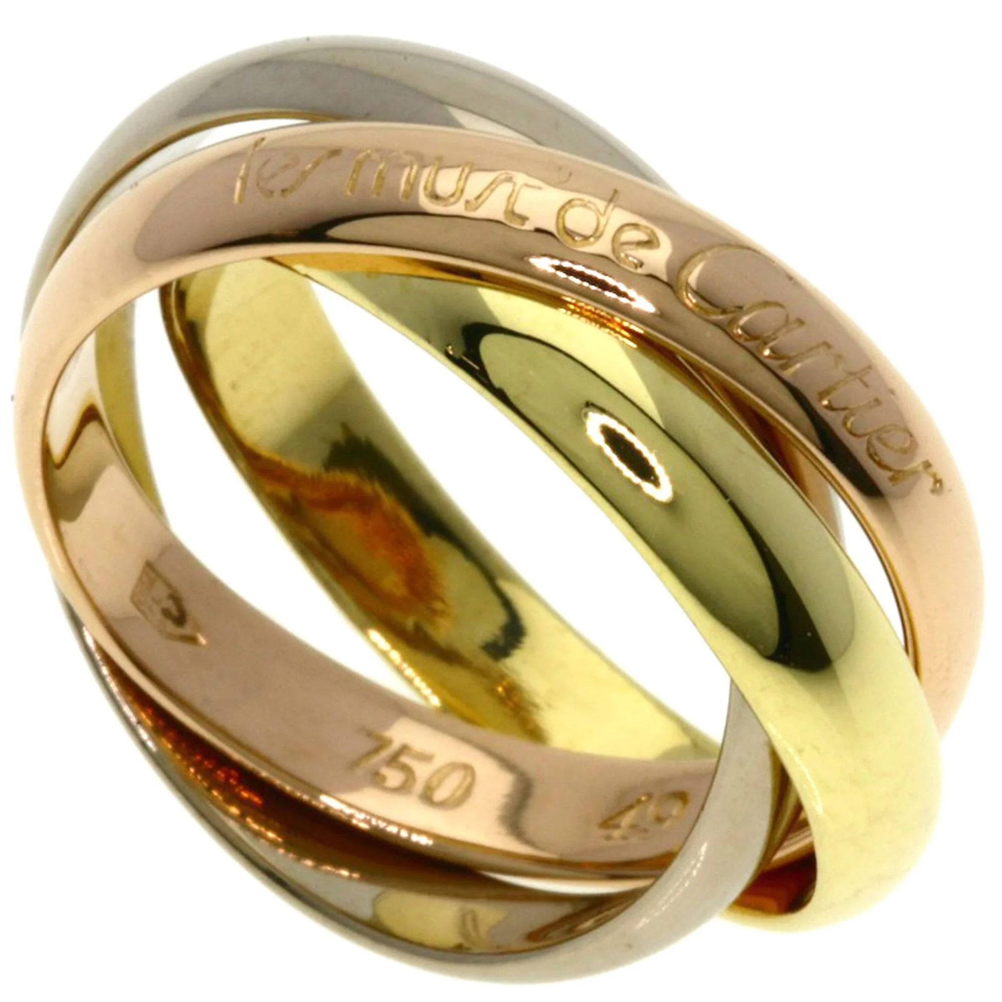 Vendome Louis Cartier Band Ring 18K Tricolor Gold