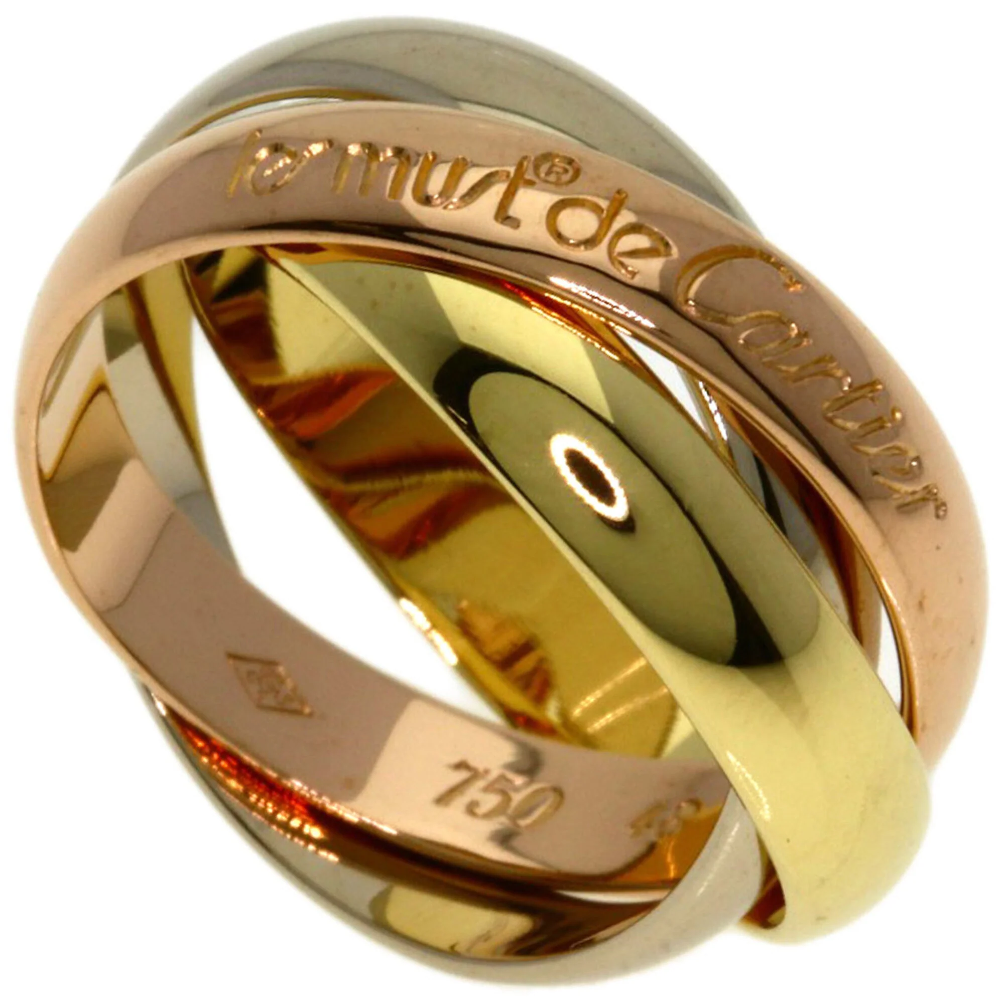 Vendome Louis Cartier Band Ring 18K Tricolor Gold
