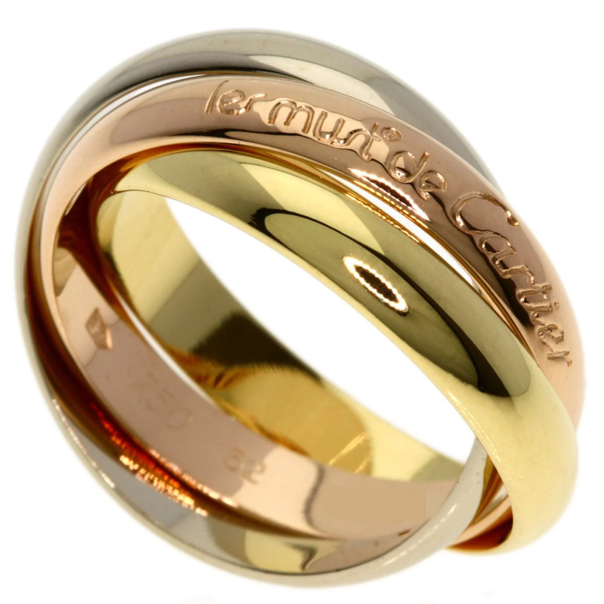 Vendome Louis Cartier Band Ring 18K Tricolor Gold