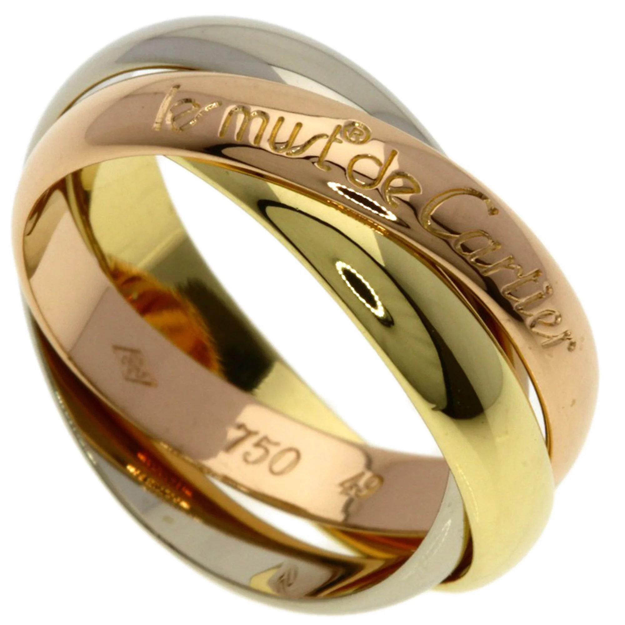 Vendome Louis Cartier Band Ring 18K Tricolor Gold