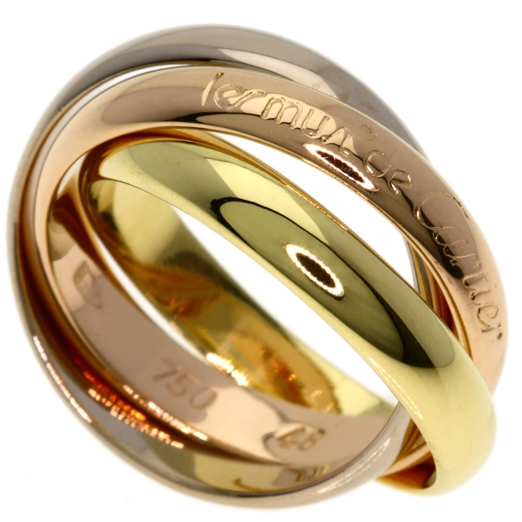 Vendome Louis Cartier Band Ring 18K Tricolor Gold