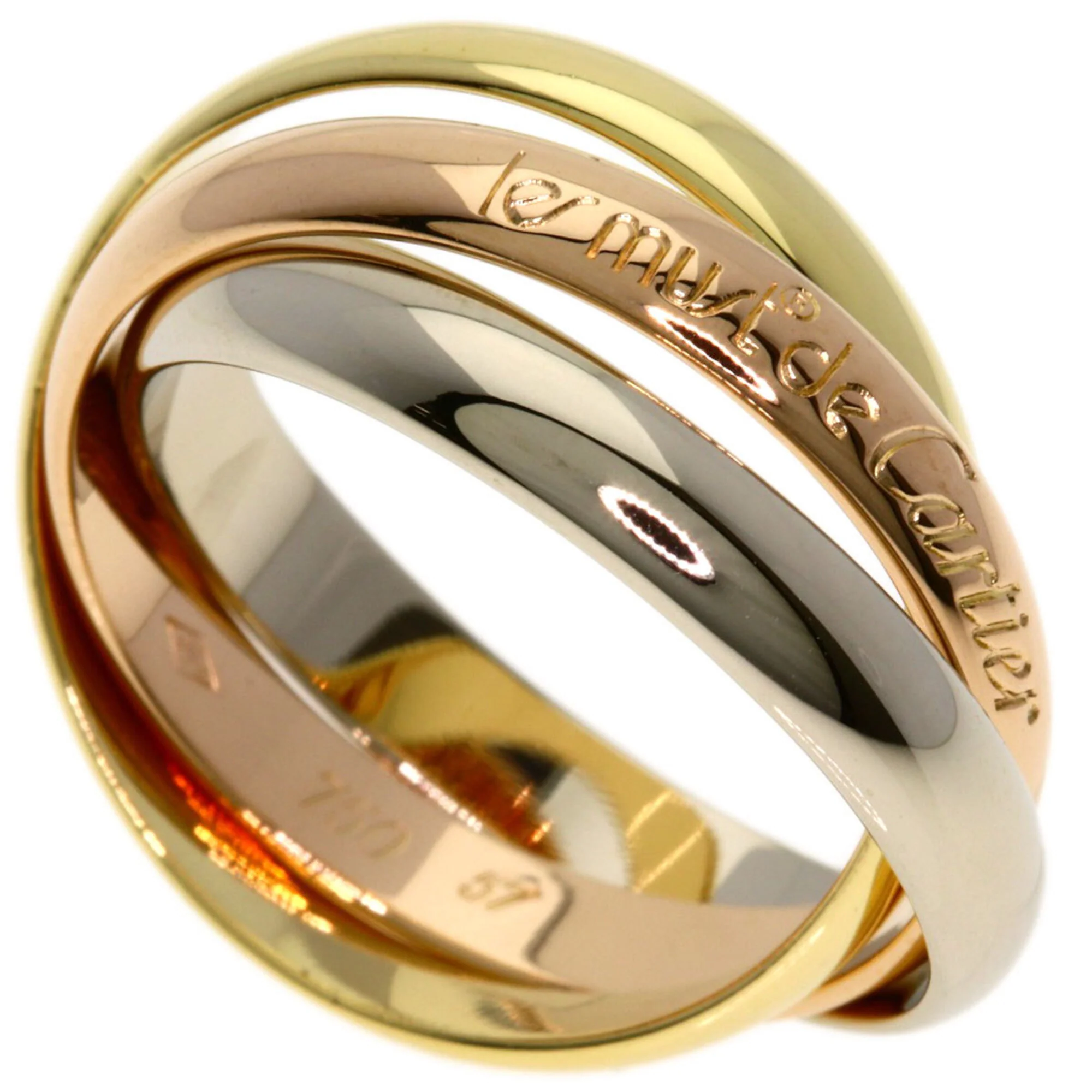 Vendome Louis Cartier Band Ring 18K Tricolor Gold
