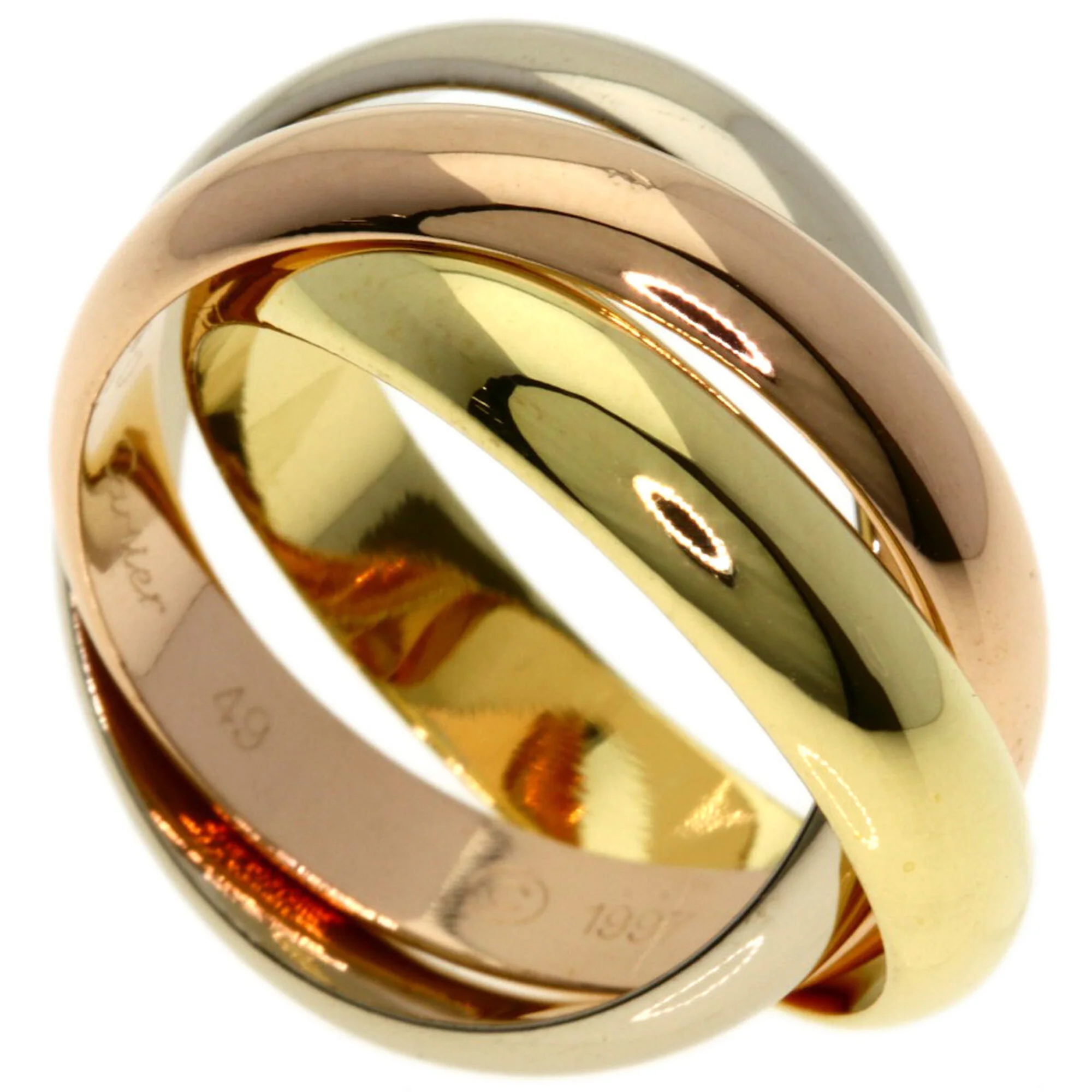 Vendome Louis Cartier Band Ring 18K Tricolor Gold