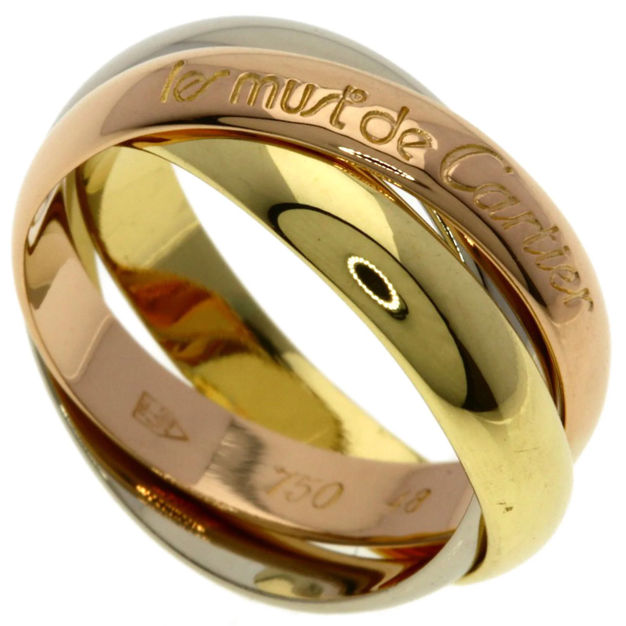 Vendome Louis Cartier Band Ring 18K Tricolor Gold