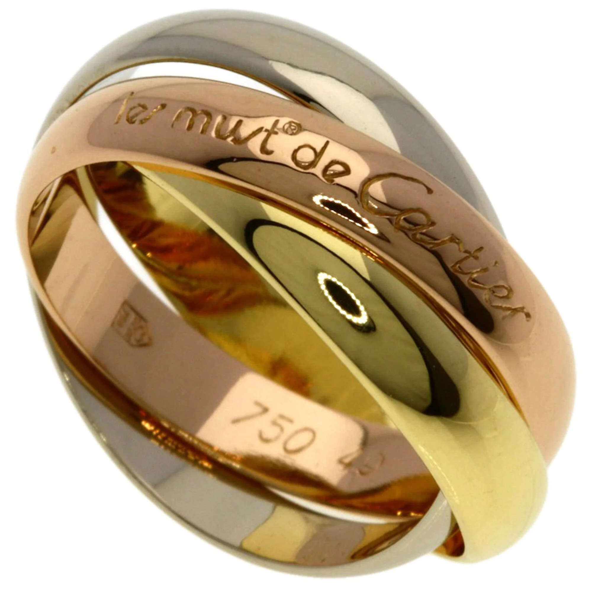 Vendome Louis Cartier Band Ring 18K Tricolor Gold