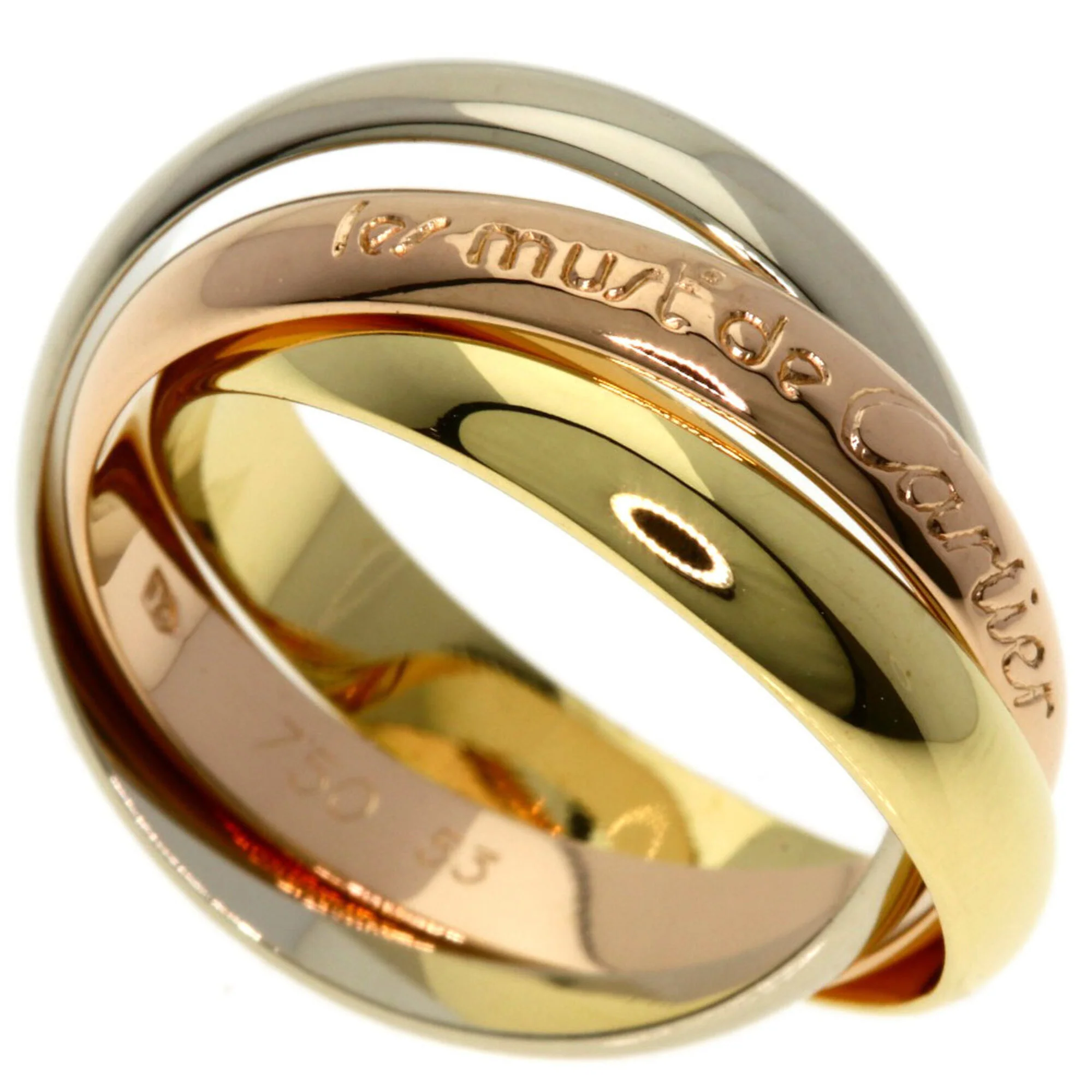 Vendome Louis Cartier Band Ring 18K Tricolor Gold