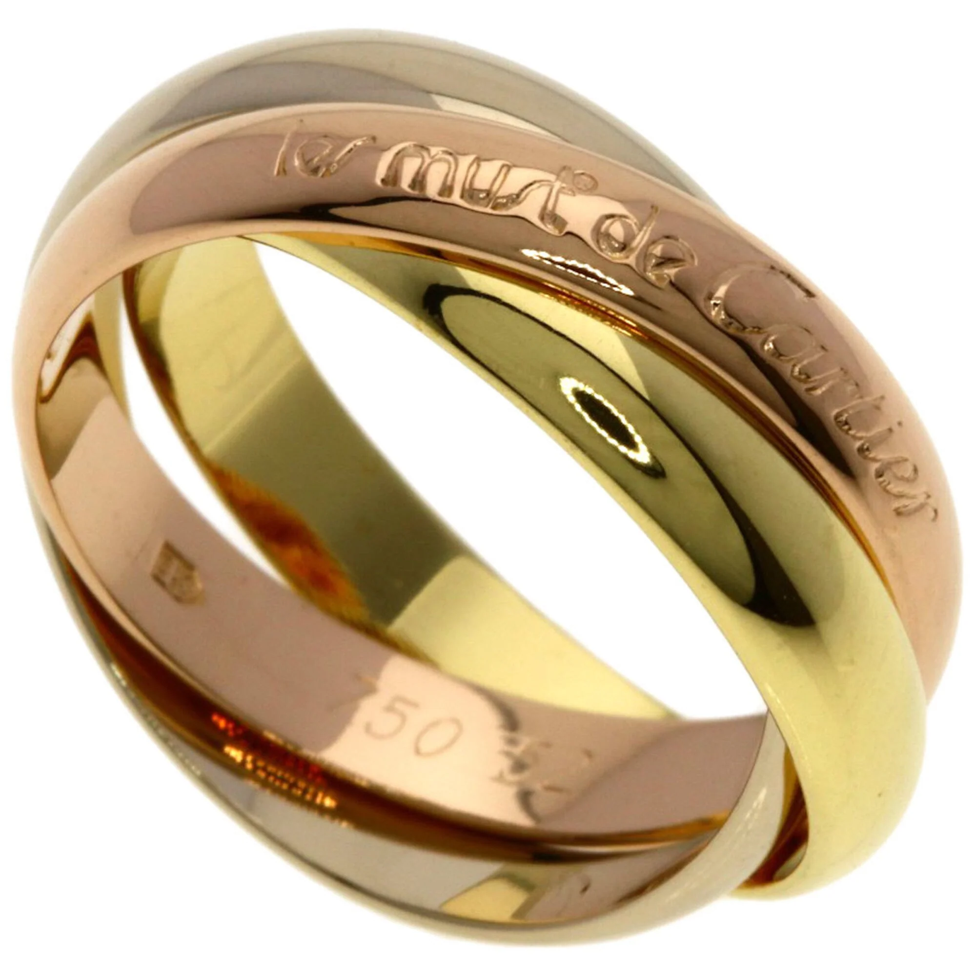 Vendome Louis Cartier Band Ring 18K Tricolor Gold